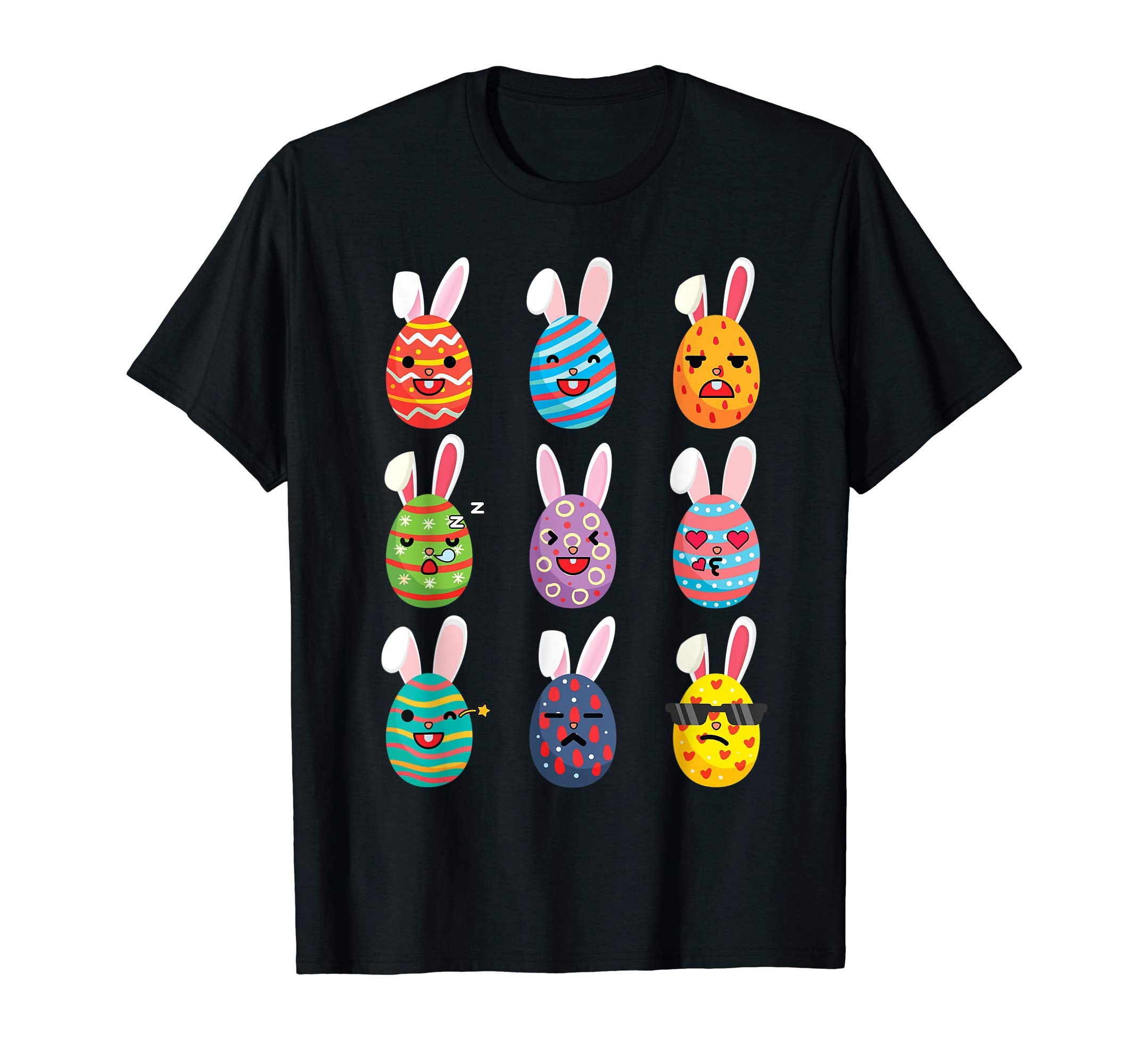 Nine Easter Eggs Bunny Emotion Face Happy Easter Day Shirt