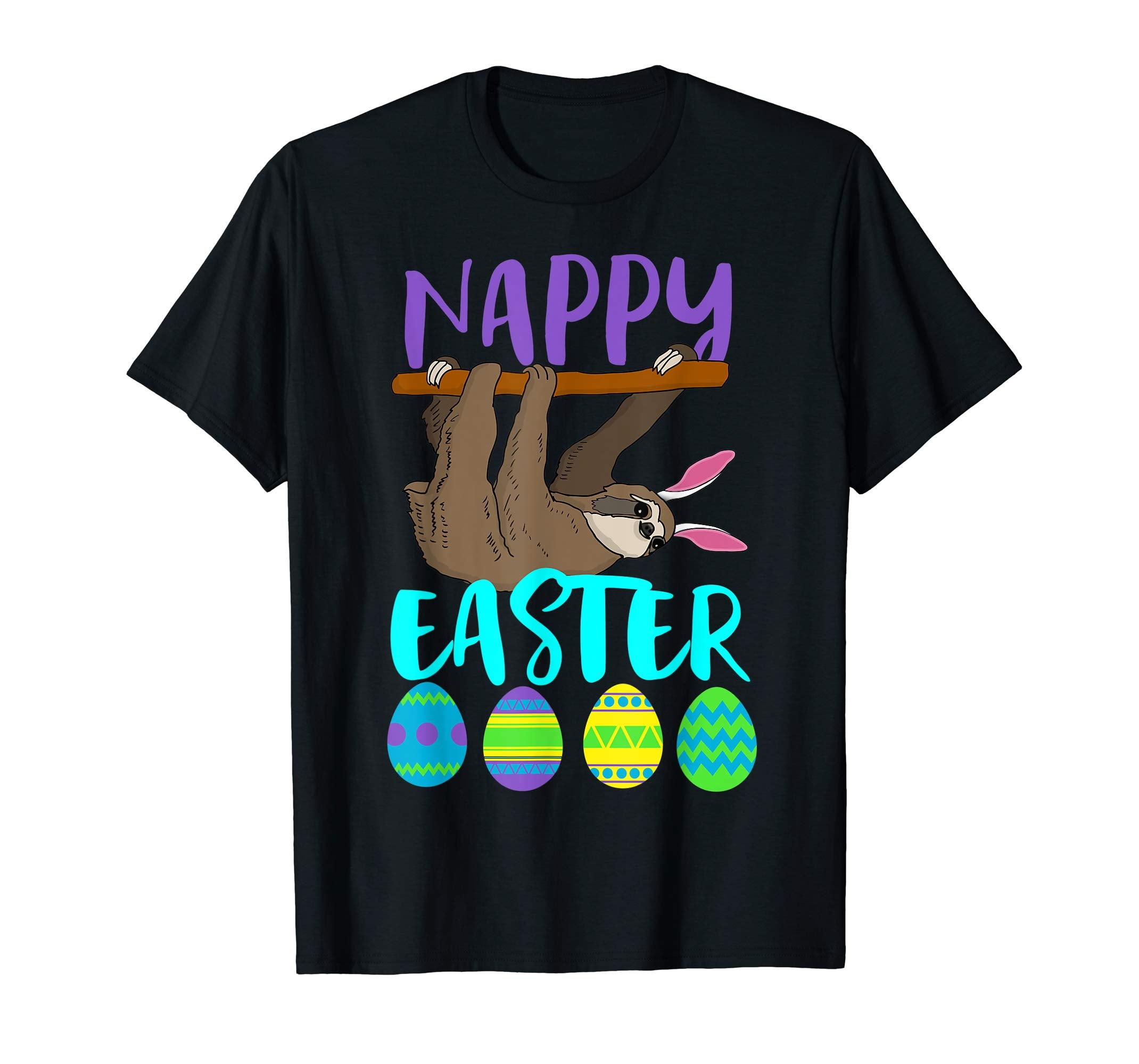 Cute Nappy Easter Sloth Bunny Pun Shirt Lazy And Slow