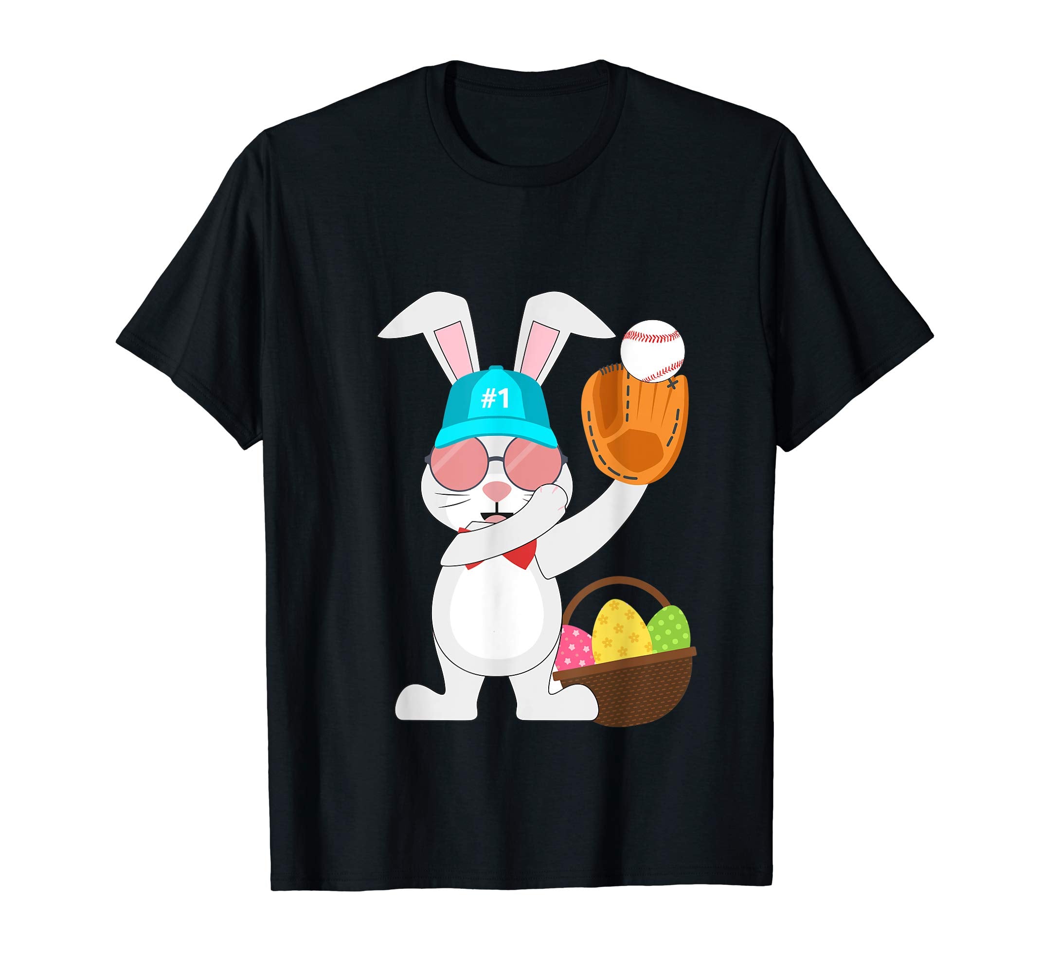 Baseball Easter Bunny Eggs &amp; Basket Tshirt Youth