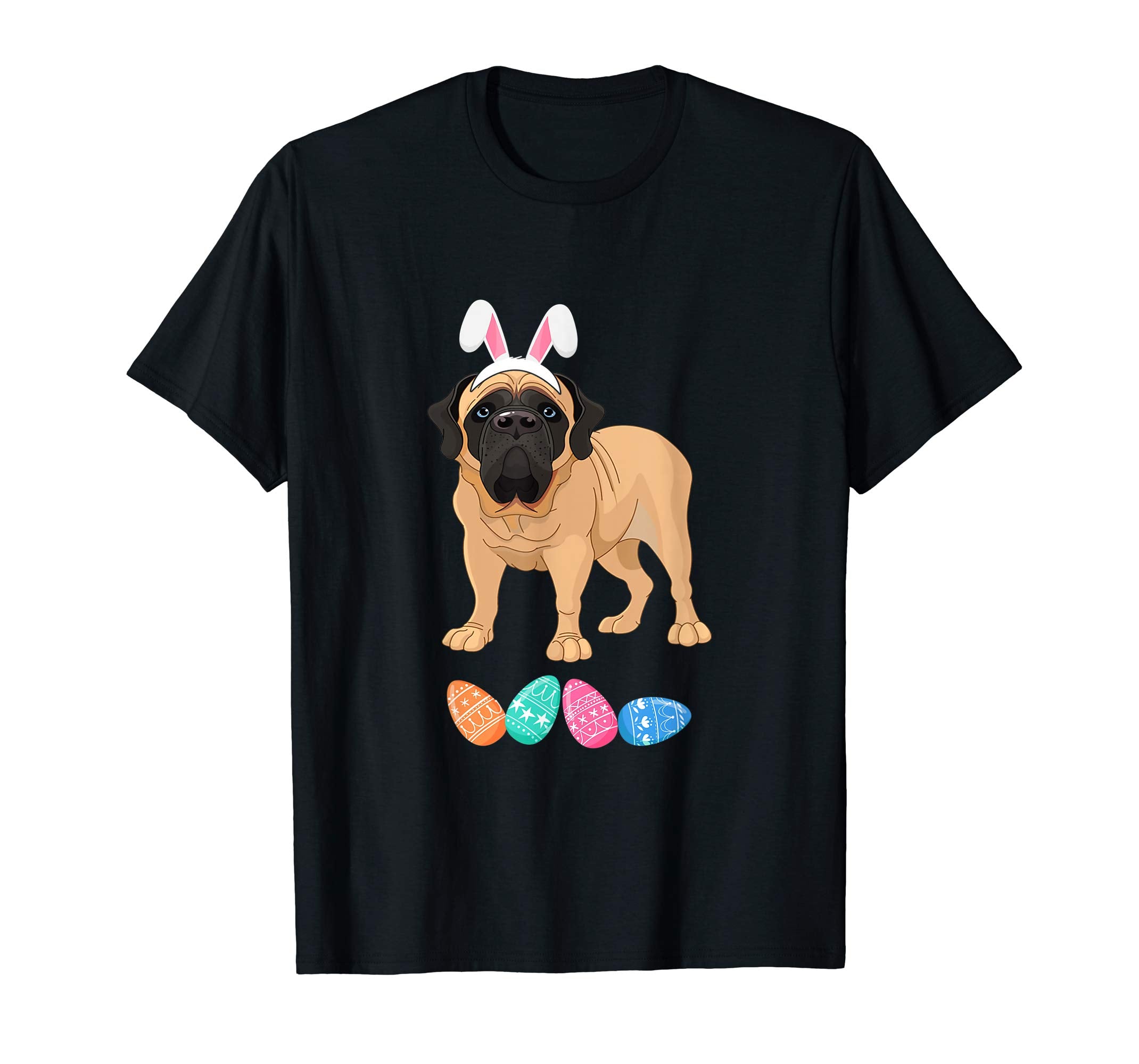 Funny Easter English Mastiff With Bunny Ears And Eggs T Shir