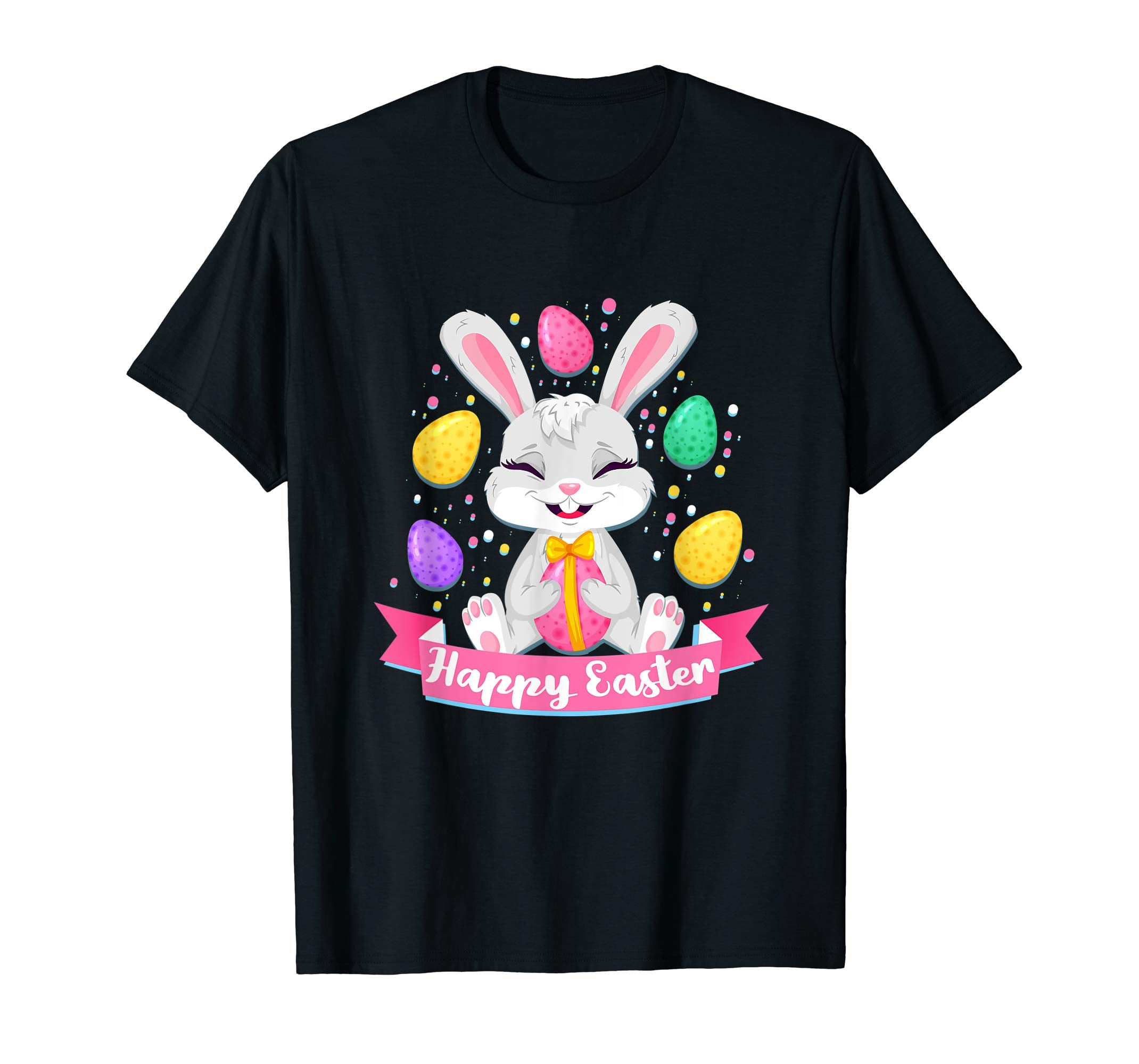 Happy Easter Bunny Tee Shirt With Easter Eggs Tee