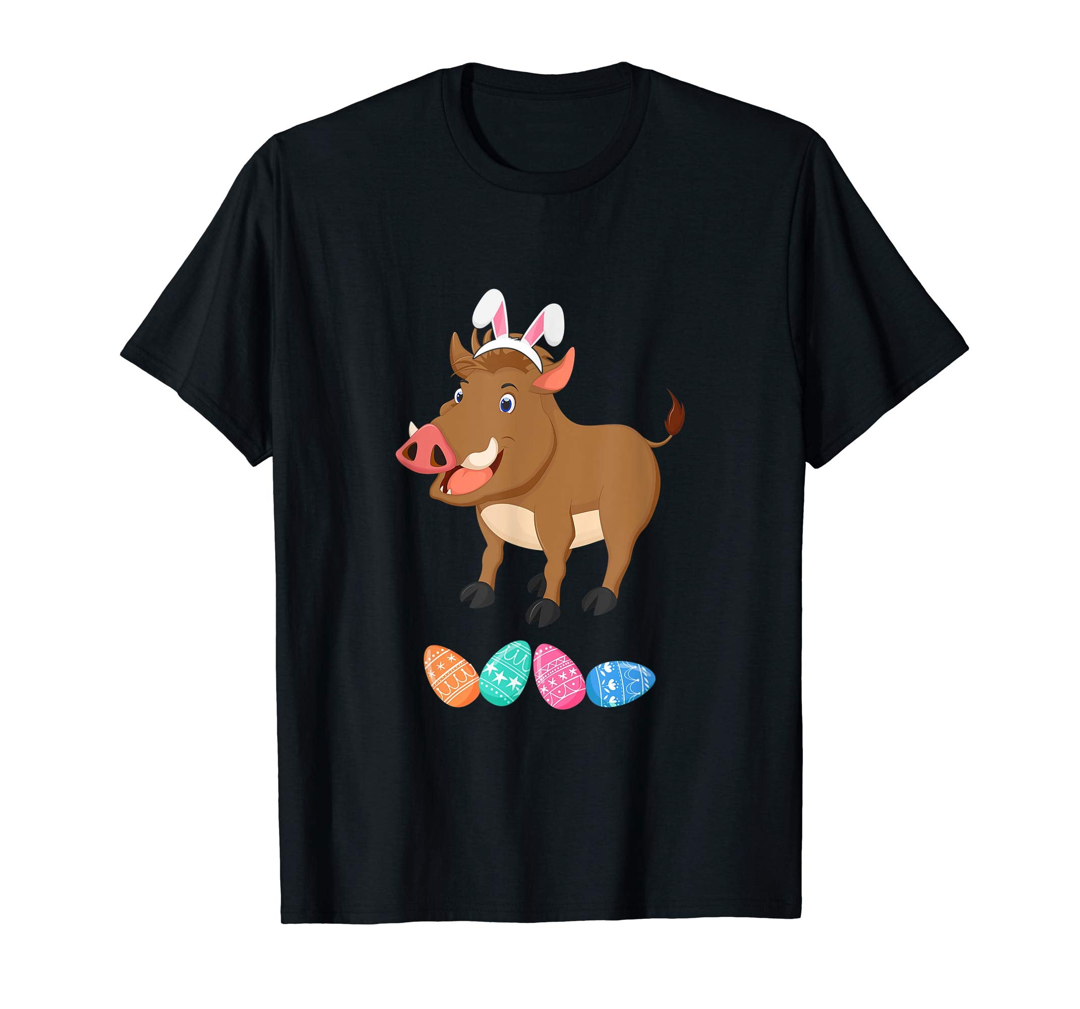 Funny Easter Boar With Bunny Ears And Eggs T Shirt