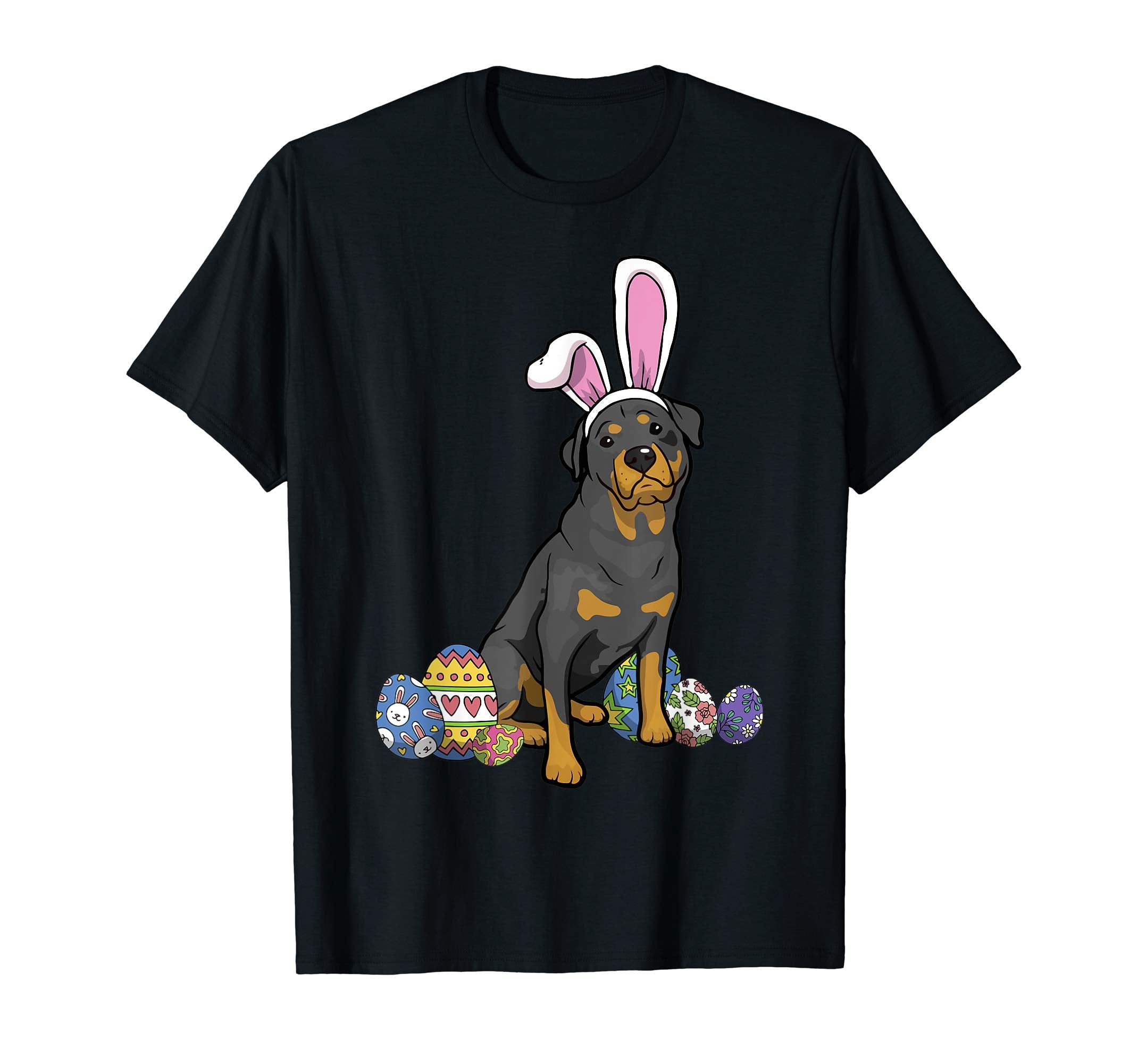 Rottweiler Dressed As Easter Bunny With Rabbit Ears T-Shirt