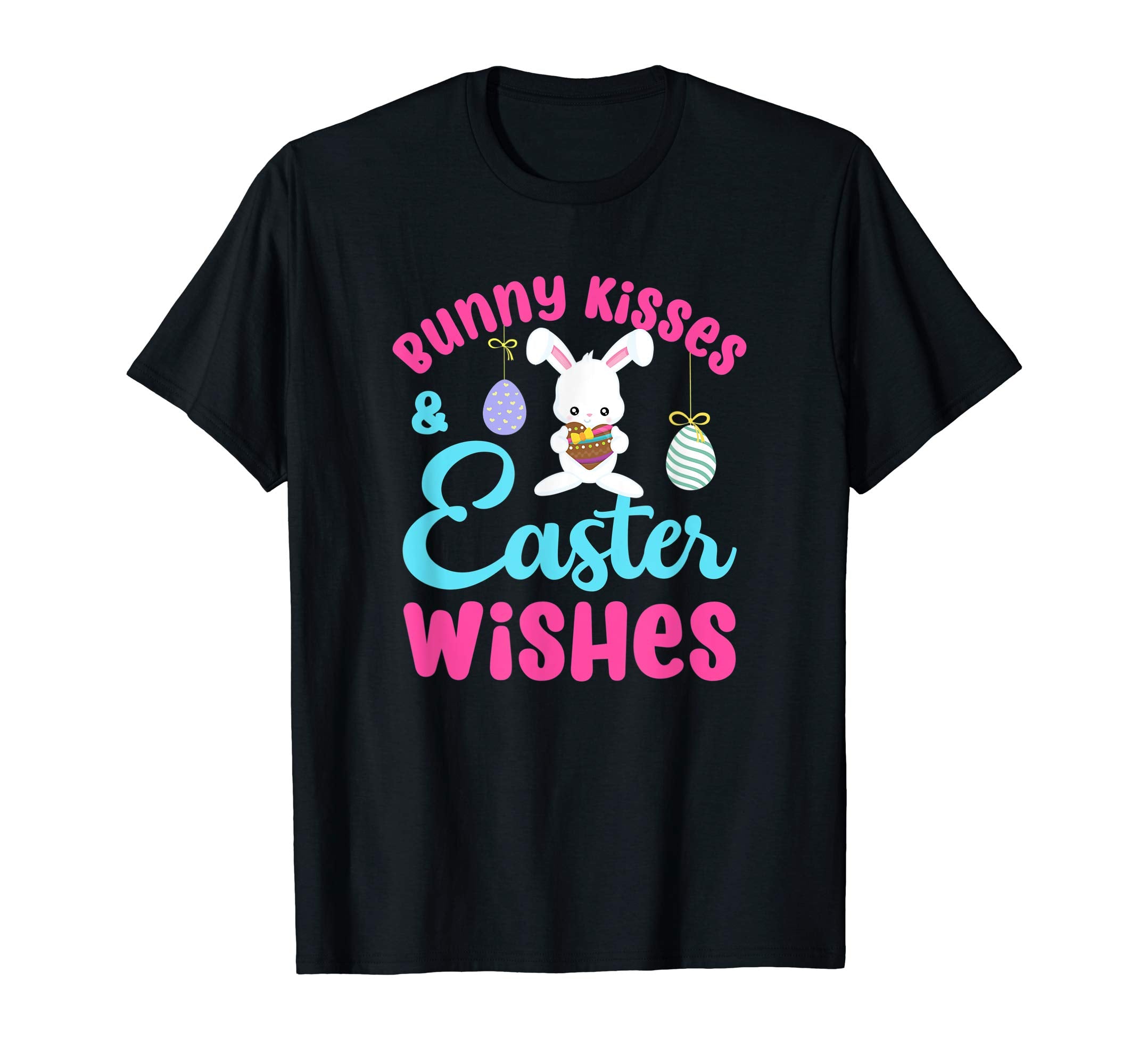 Easter Shirt Bunny Kisses Wishes Cute Color Eggs Pink Tshirt