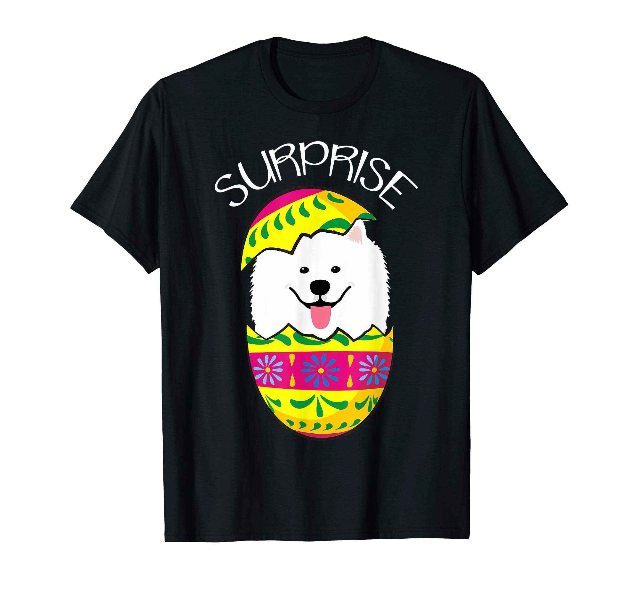 Funny Cute Puppy Samoyed Hatches Easter Egg Easter T-Shirt