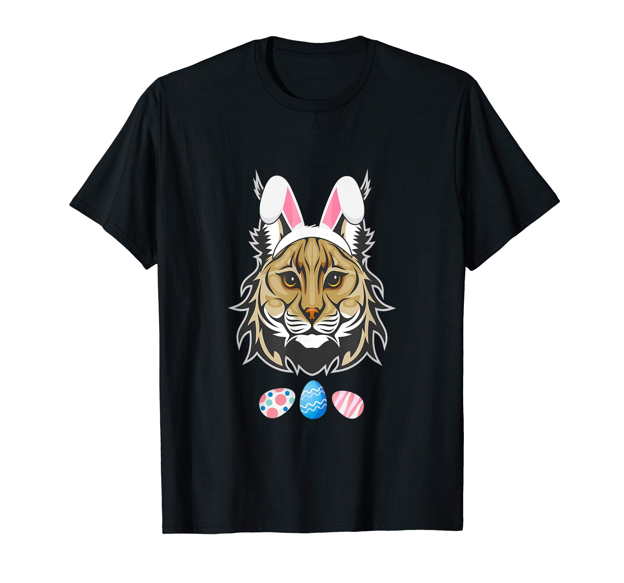 Funny Easter Lynx With Bunny Ears And Eggs T Shirt