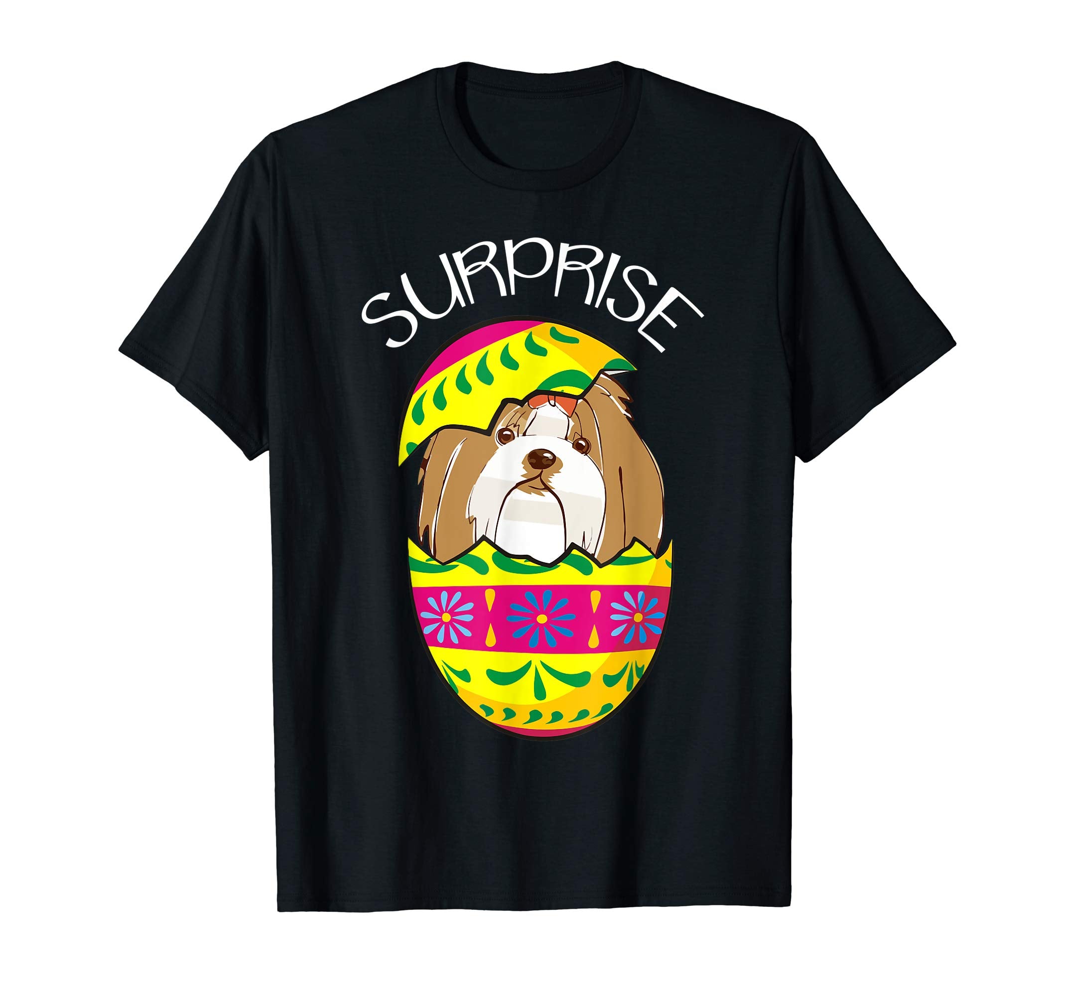 Funny Cute Puppy Lhasa Apso Hatches Easter Egg Easter Shirt