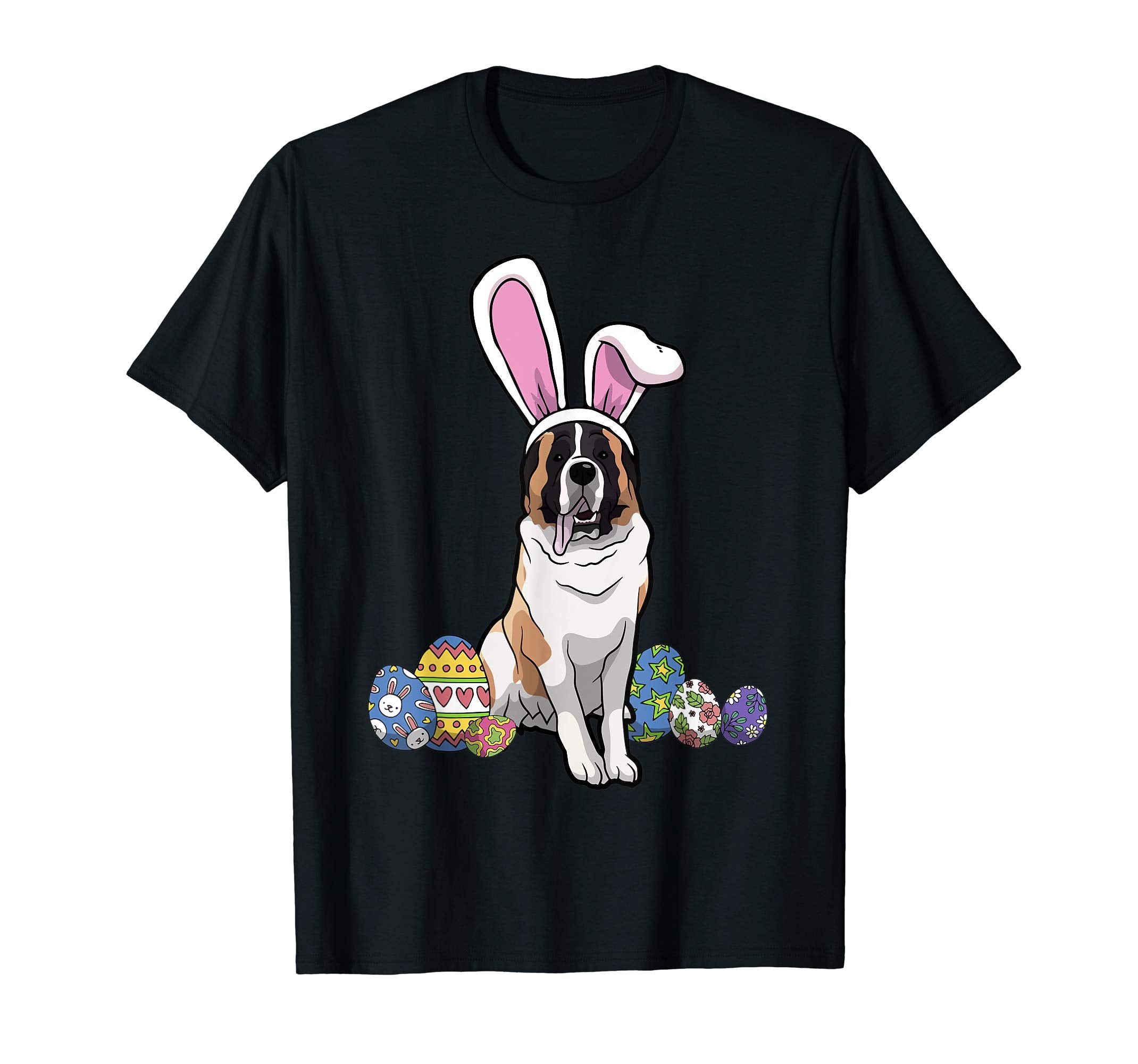 St. Bernard Dressed As Easter Bunny With Rabbit Ears T-Shirt