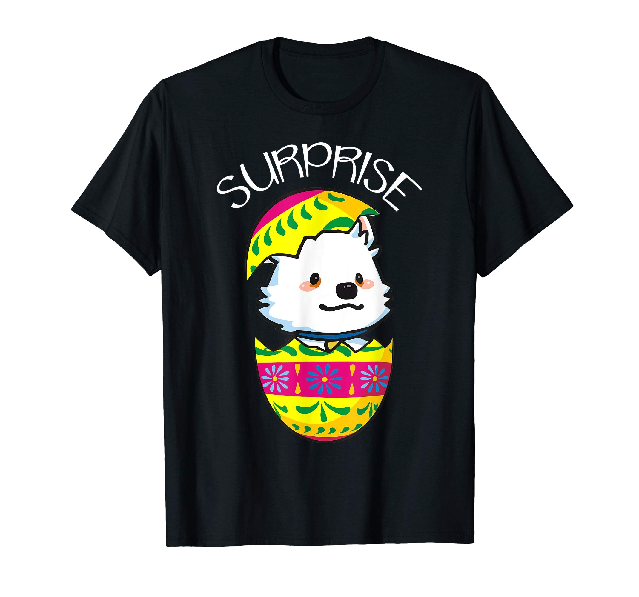 Cute Puppy American Eskimo Hatches Easter Egg Easter T-Shirt