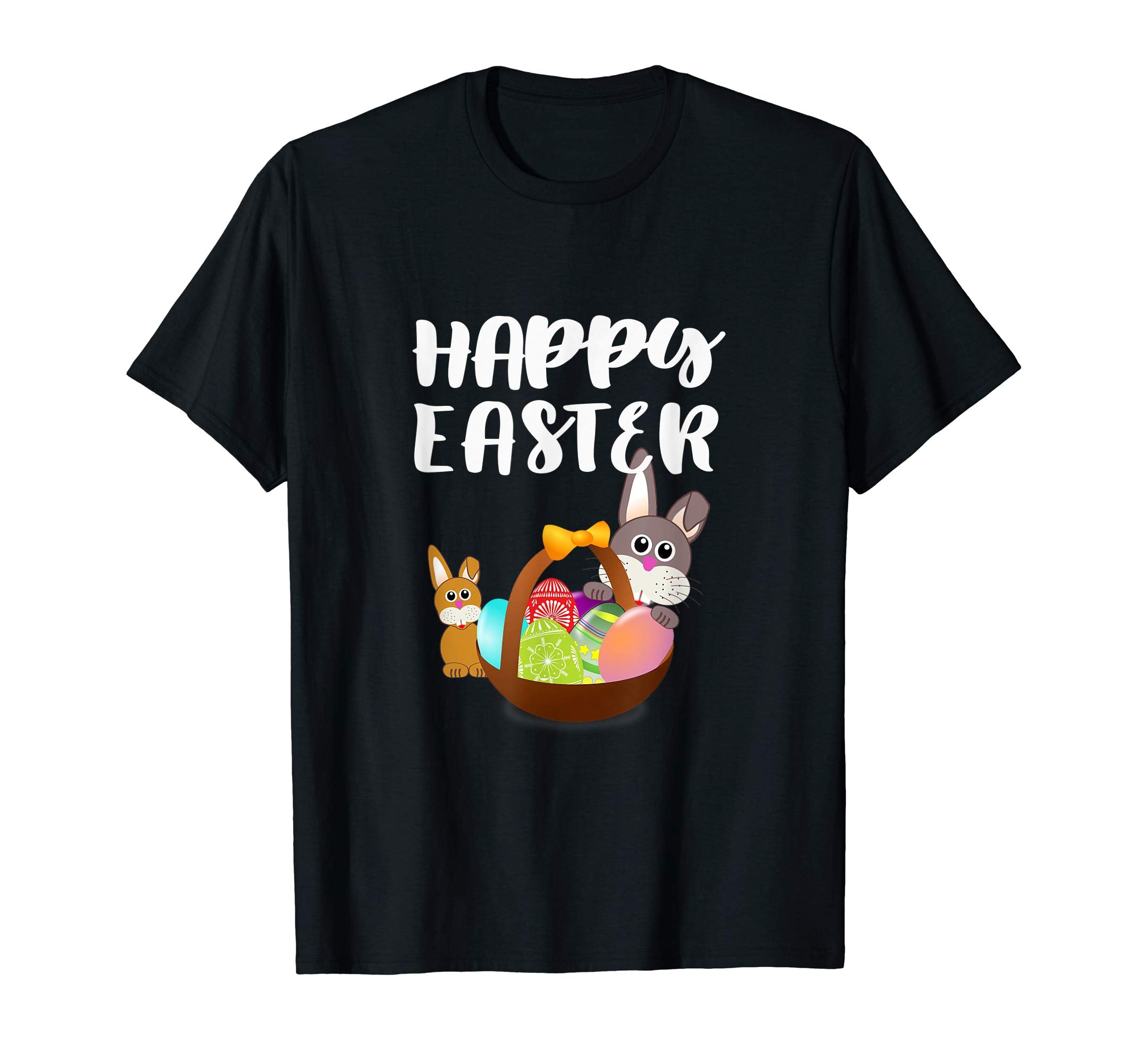 Happy Easter Bunny Tee Shirt With Easter Eggs Tee