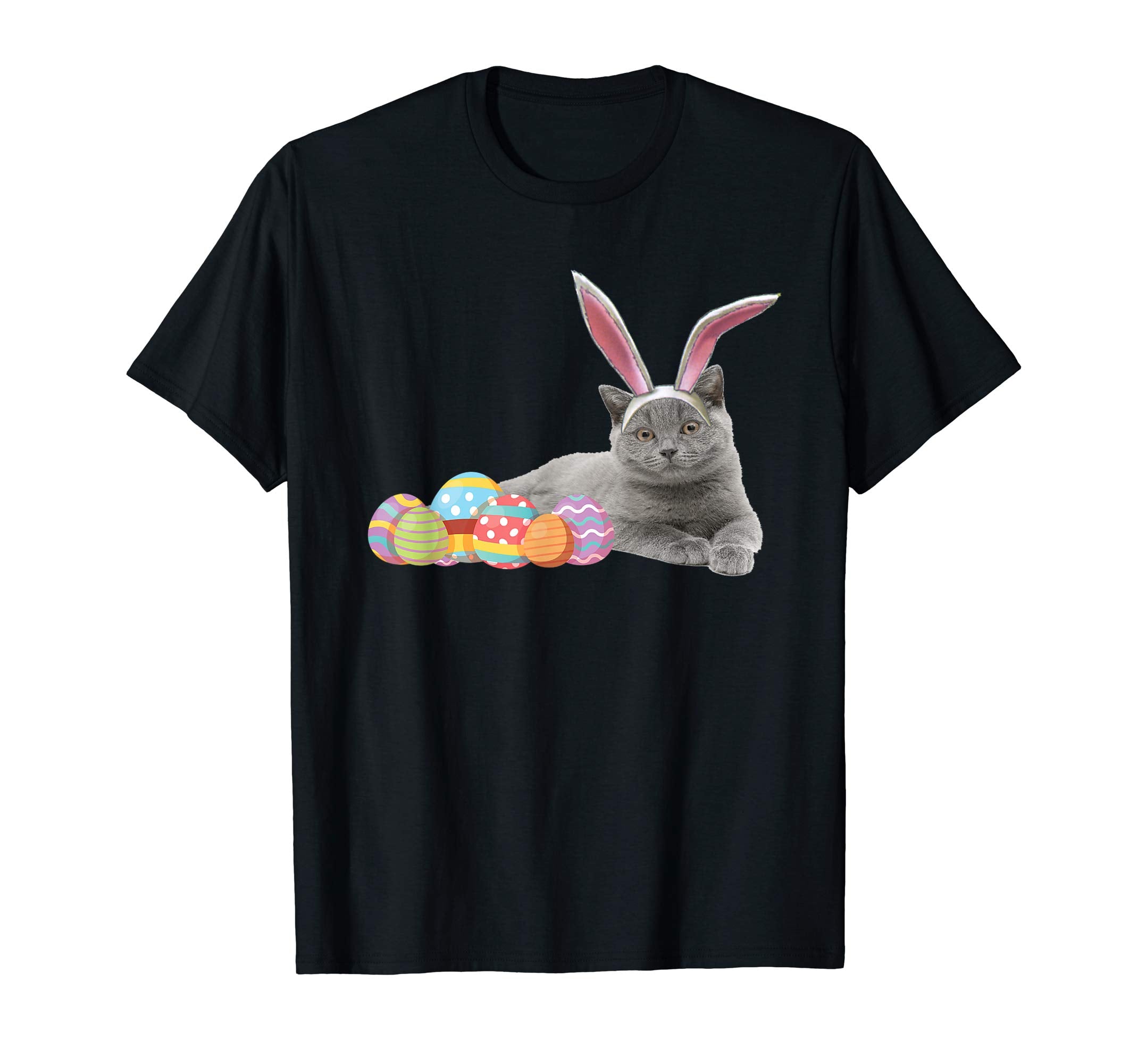 Easter Cat Shirt Russian Blue Funny Bunny Ears &amp; Eggs Gift