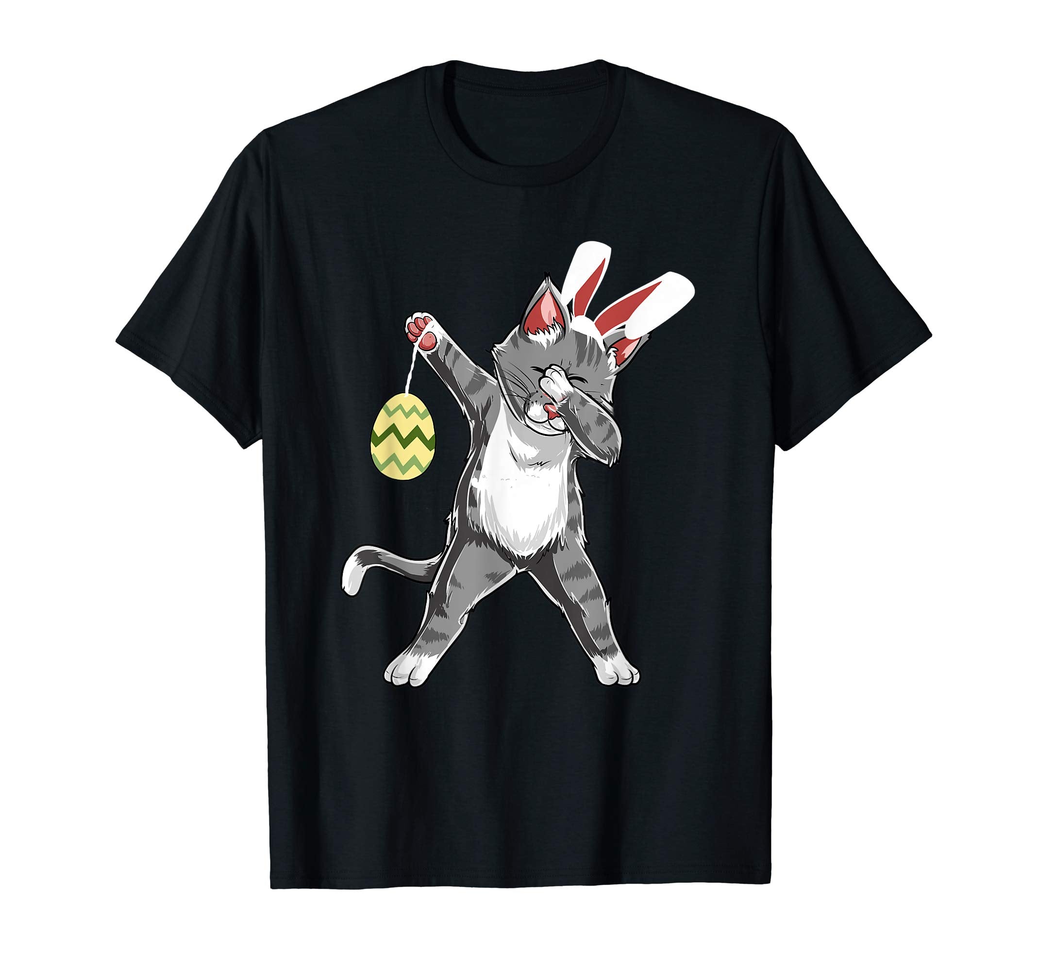 Happy Easter Shirt Dabbing Cat Bunny Easter