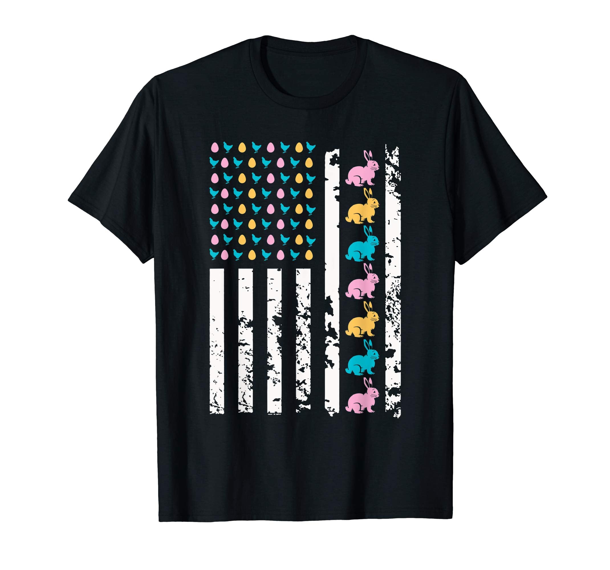 Easter American Flag T-shirt Chickens Eggs and Bunnys Outfit