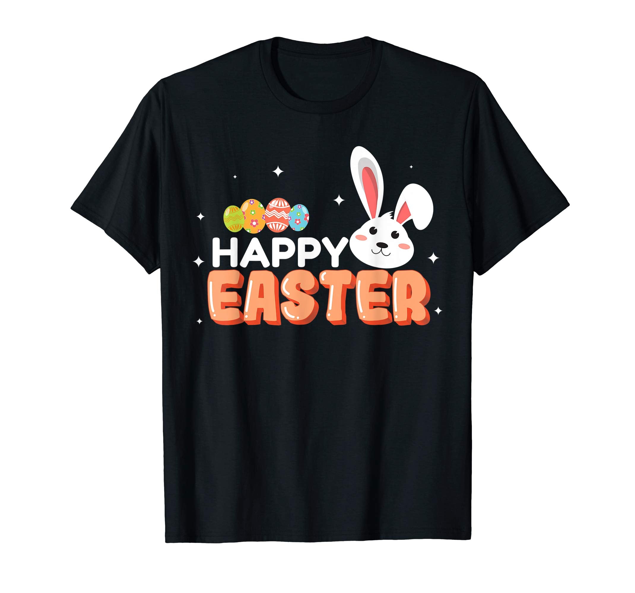 Happy Easter T-Shirt with Bunny and Bunnies Eggs Cartoon