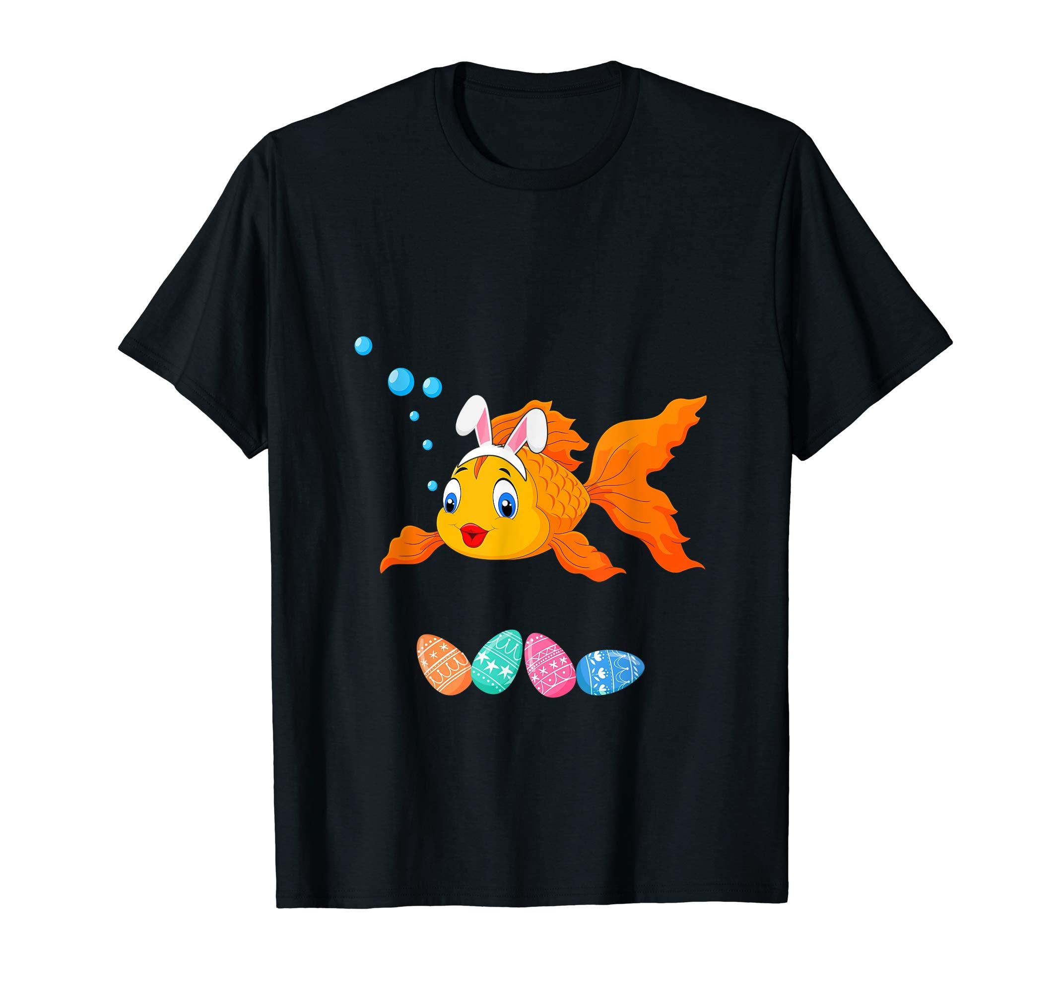 Funny Easter Goldfish With Bunny Ears And Eggs T Shirt