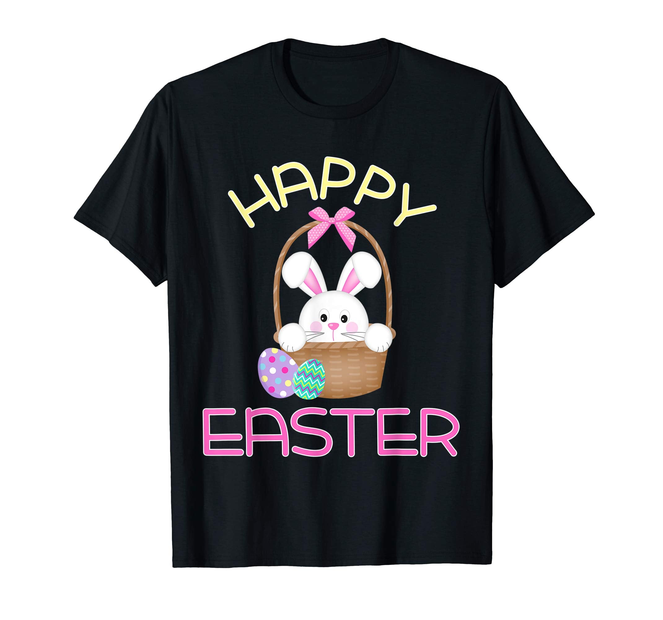Happy Easter Shirt Bunny in Basket &amp; Eggs Easter Gift