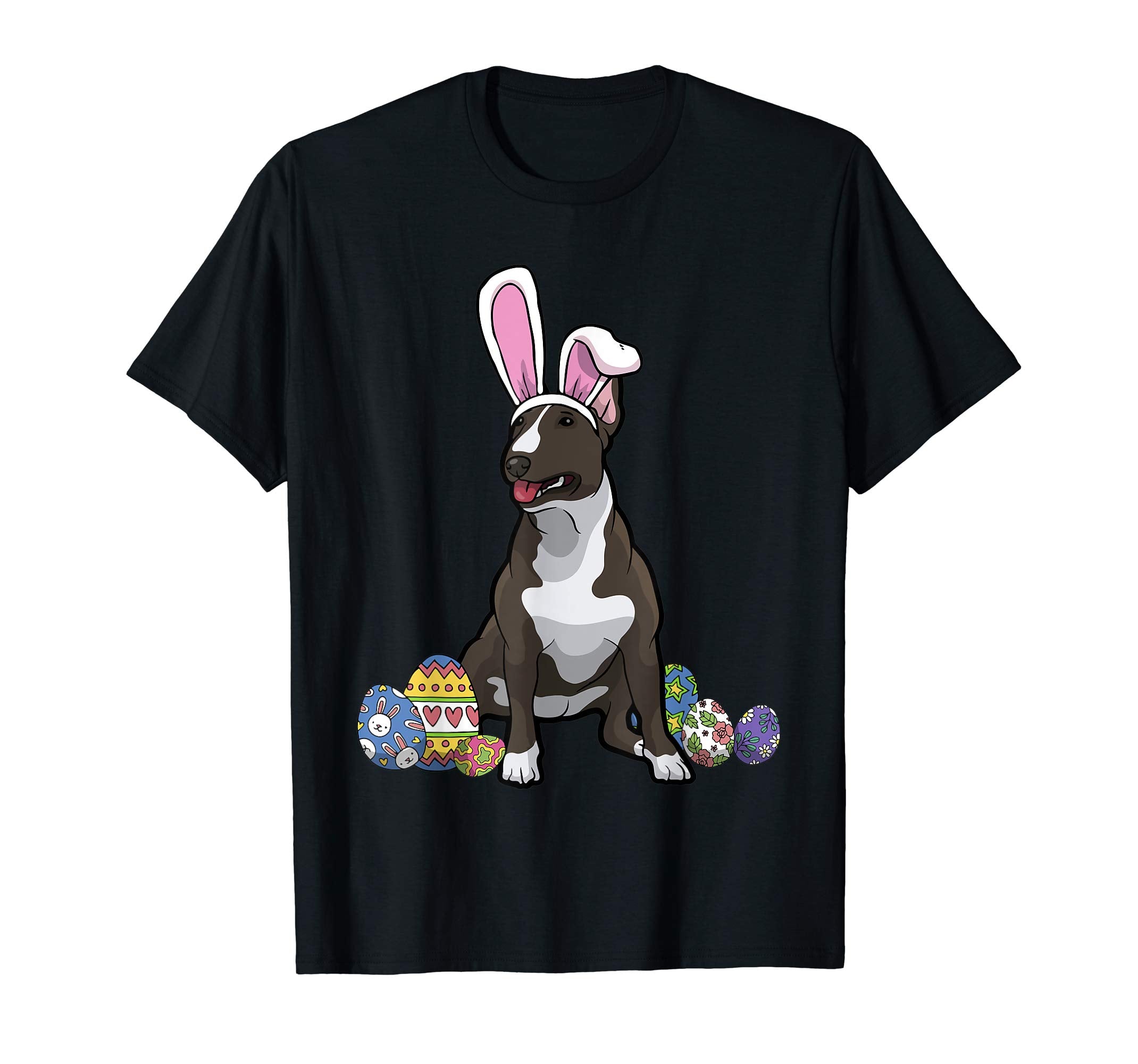 Bull Terrier Dressed As Easter Bunny With Rabbit Ears Shirt