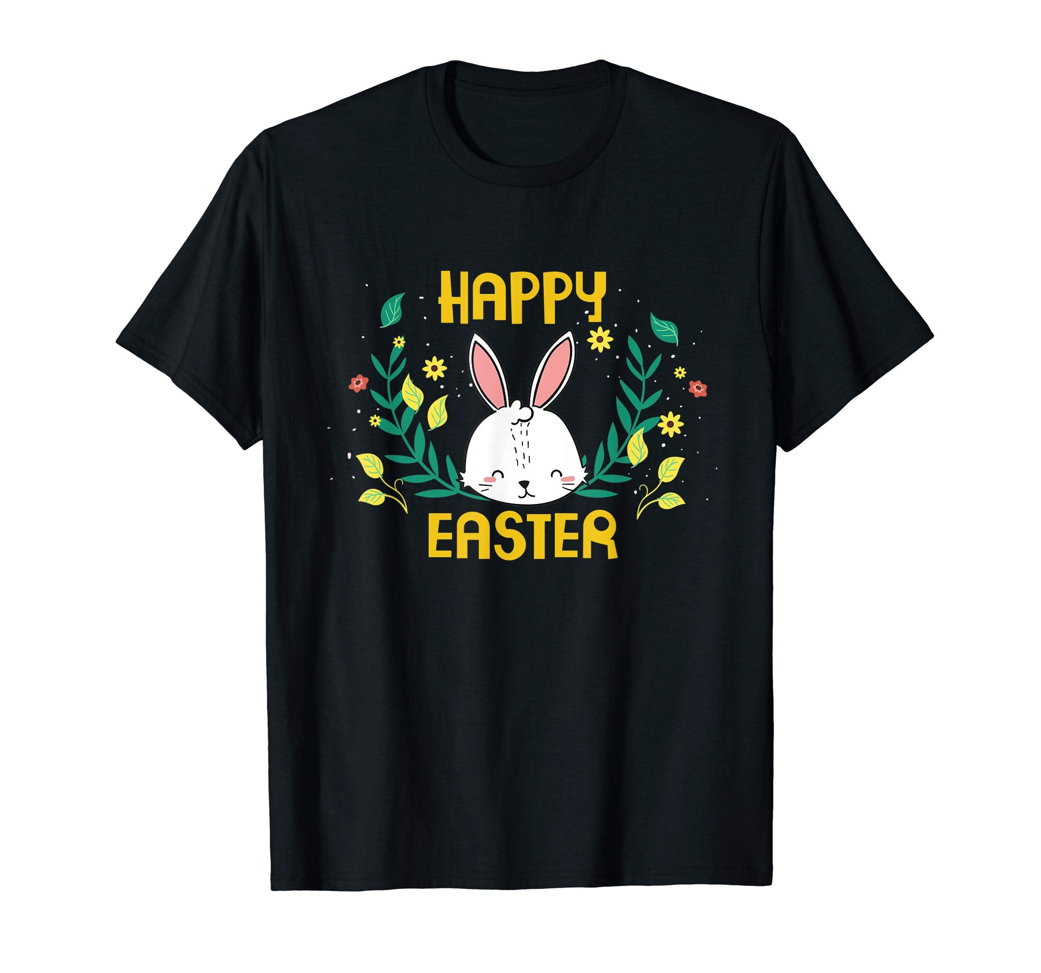 Happy Easter T-Shirt with Bunnies Eggs Flowers Carrots