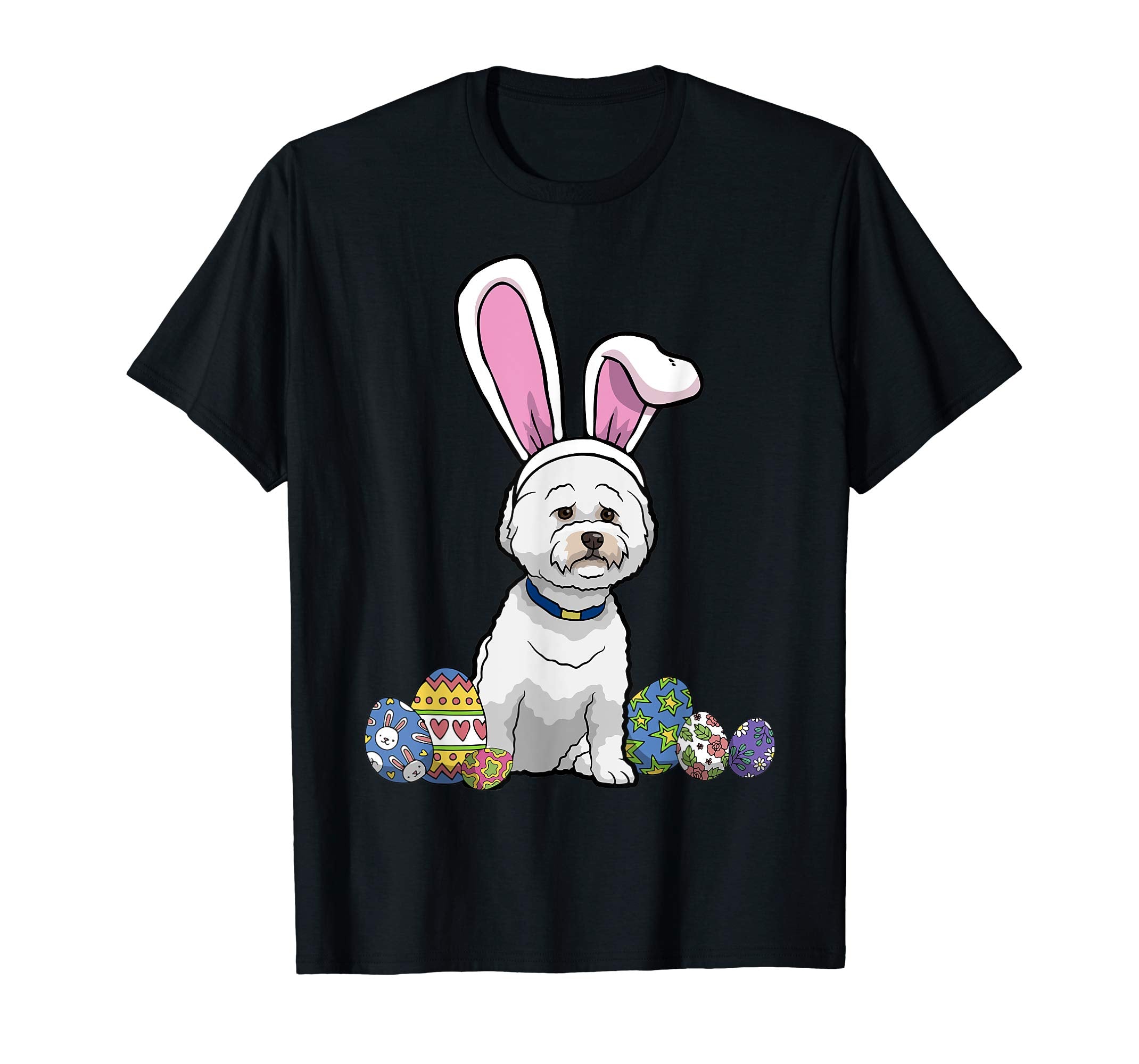 Bichons Frise Dressed As Easter Bunny With Rabbit Ears Shirt
