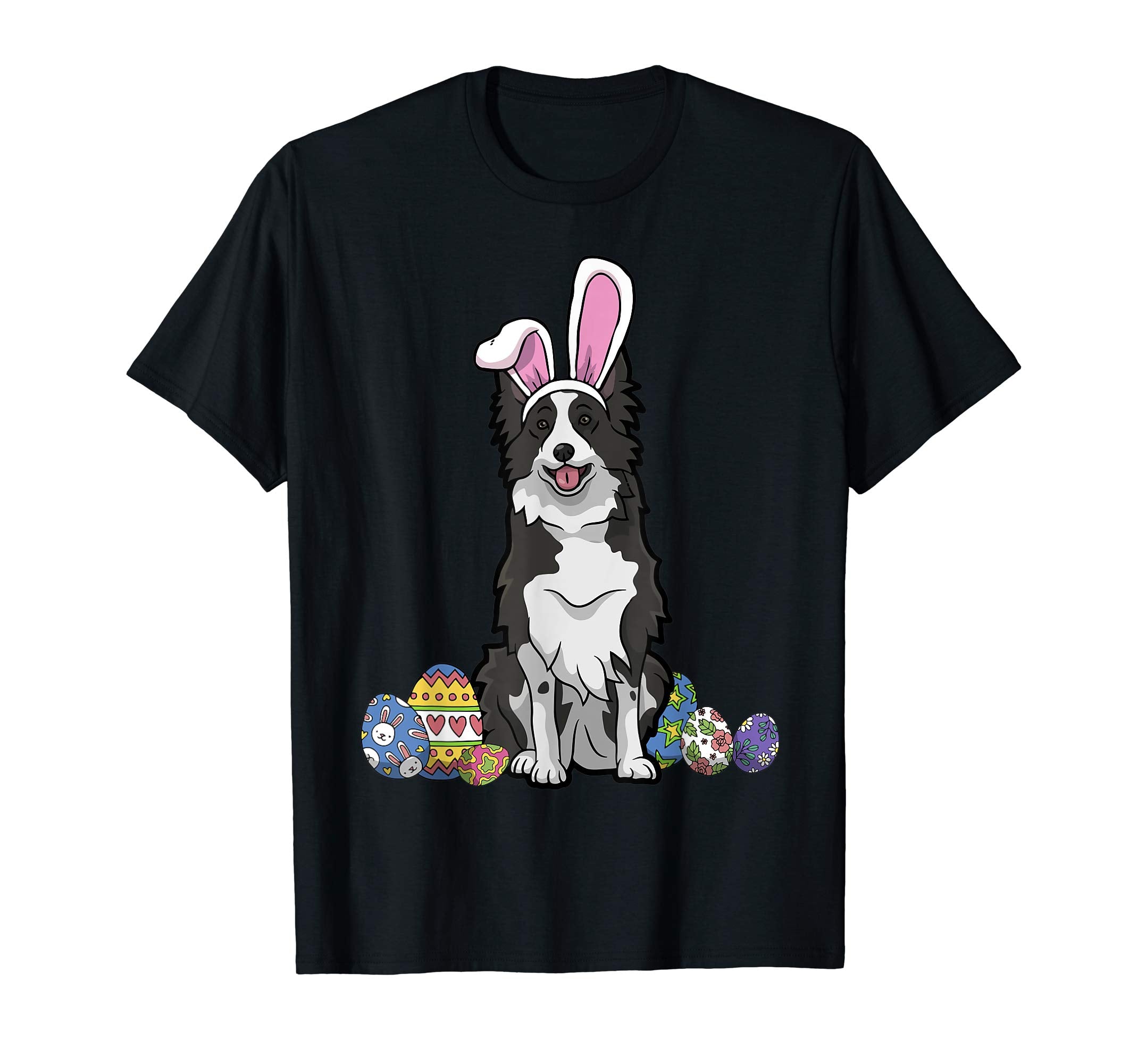 Border Collie Dabbing With Easter Bunny Rabbit Ears T-Shirt