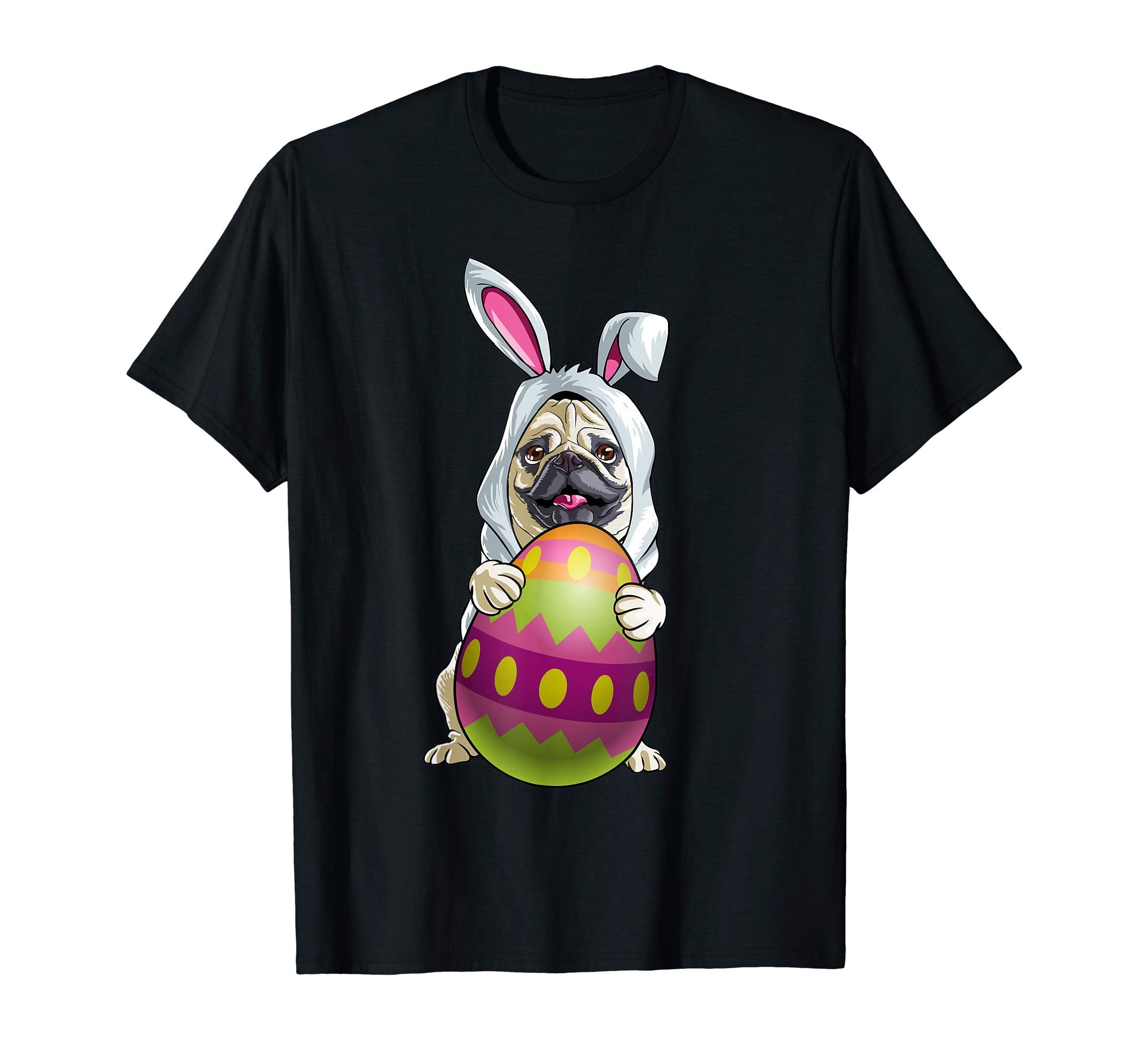 Pug Easter Bunny Ears Egg T Shirt Kids Boys Girls Gift