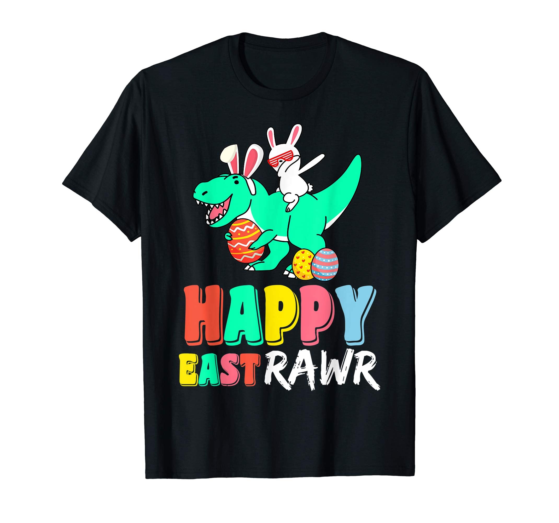 Happy Eastrawr T Rex Dinosaur Bunny Dabbing Easter Egg Shirt