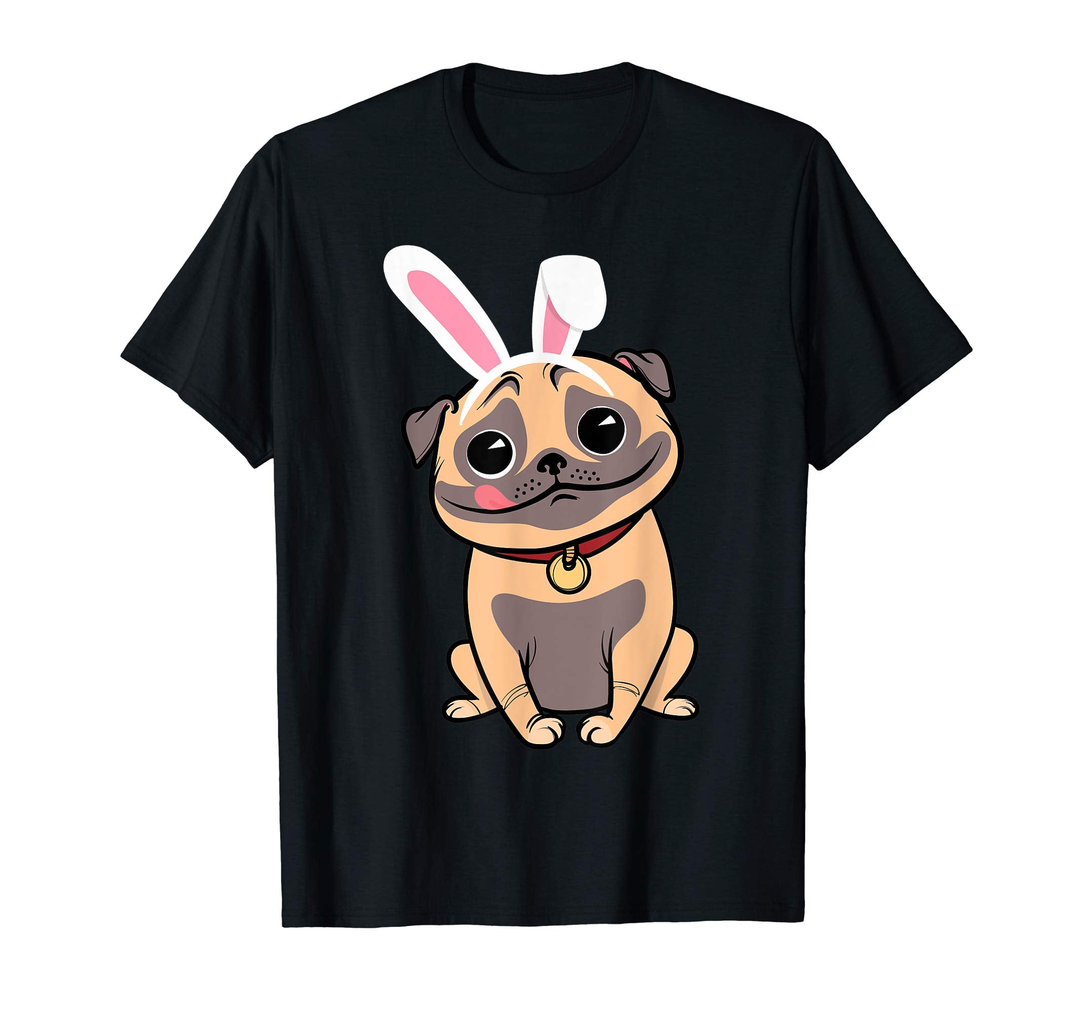 Pug Dog With Bunny Rabbit Hat Easter Happy Day Shirt