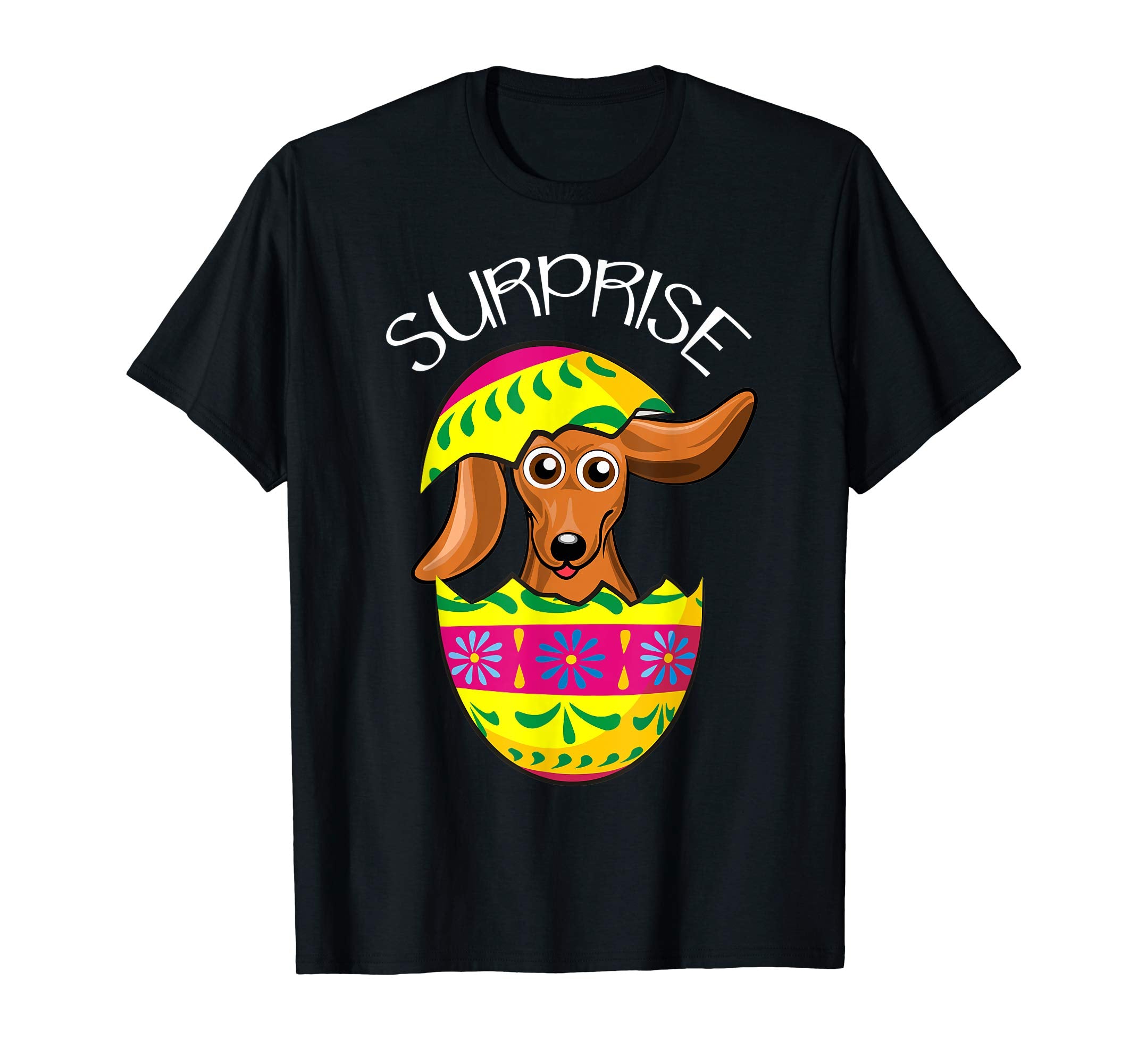 Funny Cute Puppy Dachshund Hatches Easter Egg Easter T-Shirt