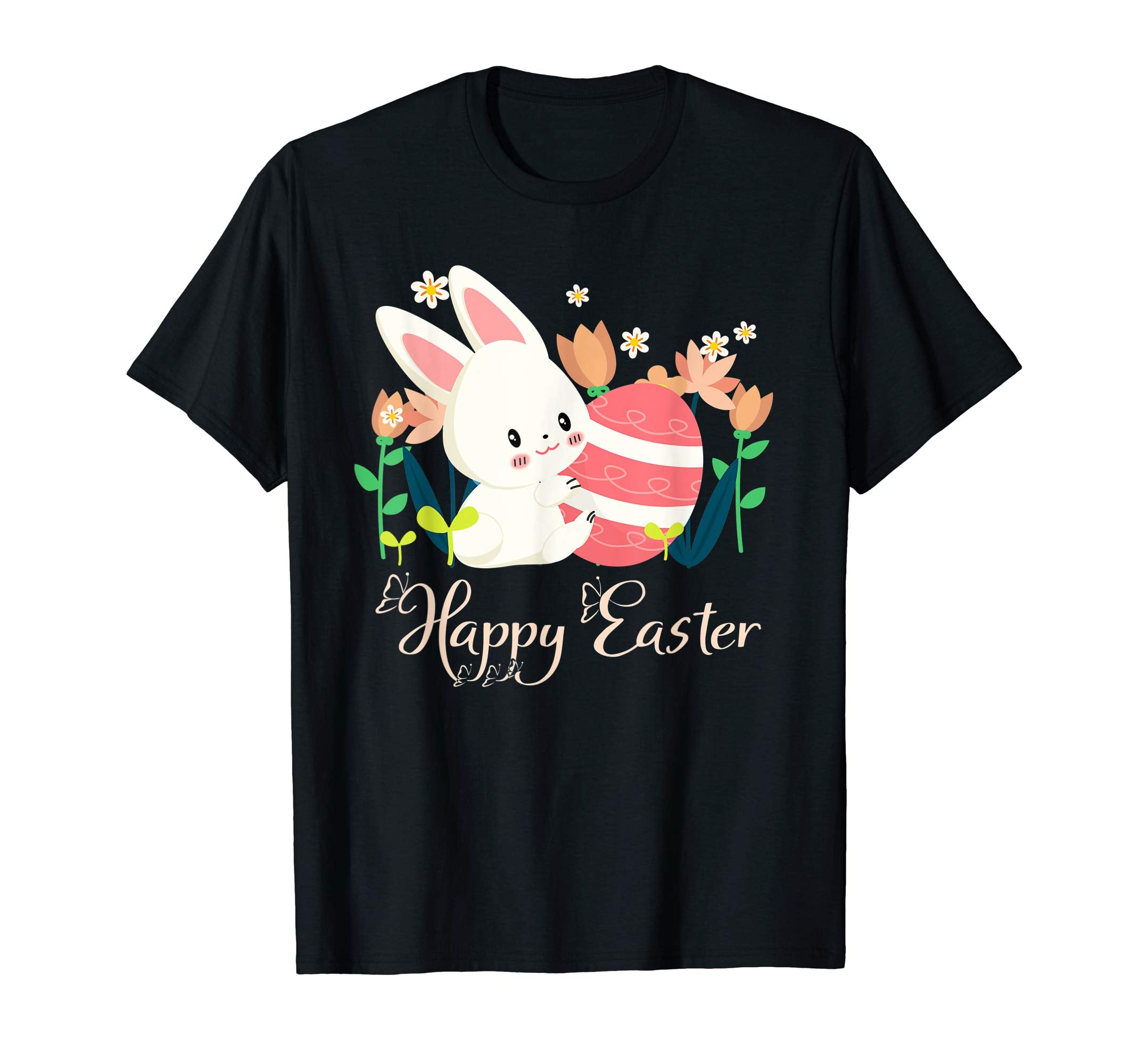 Happy Easter Bunny Flowers Funny Cute Bunny Easter Day Shirt