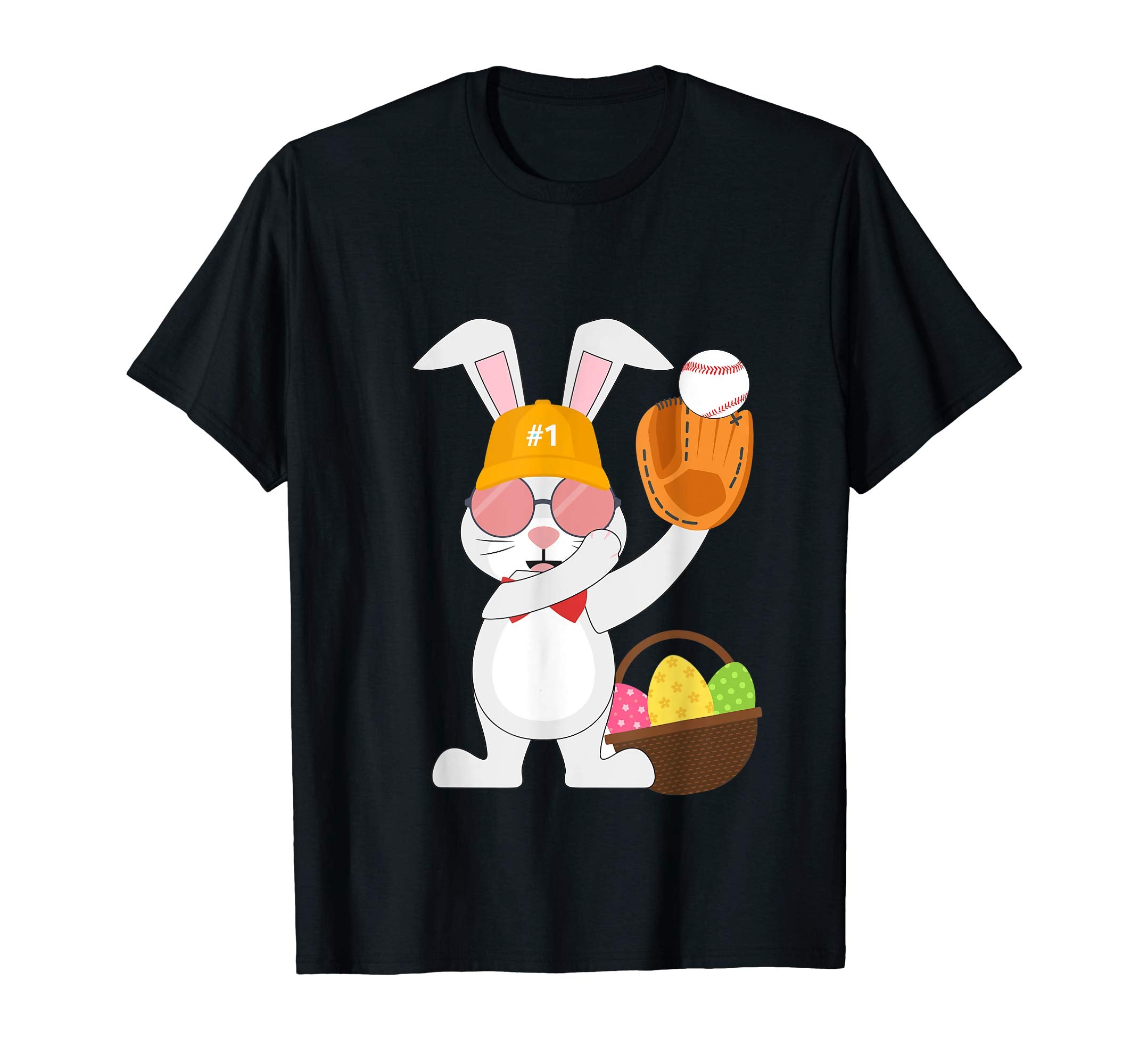 Baseball Easter Bunny Eggs &amp; Basket Tshirt Boys Girls