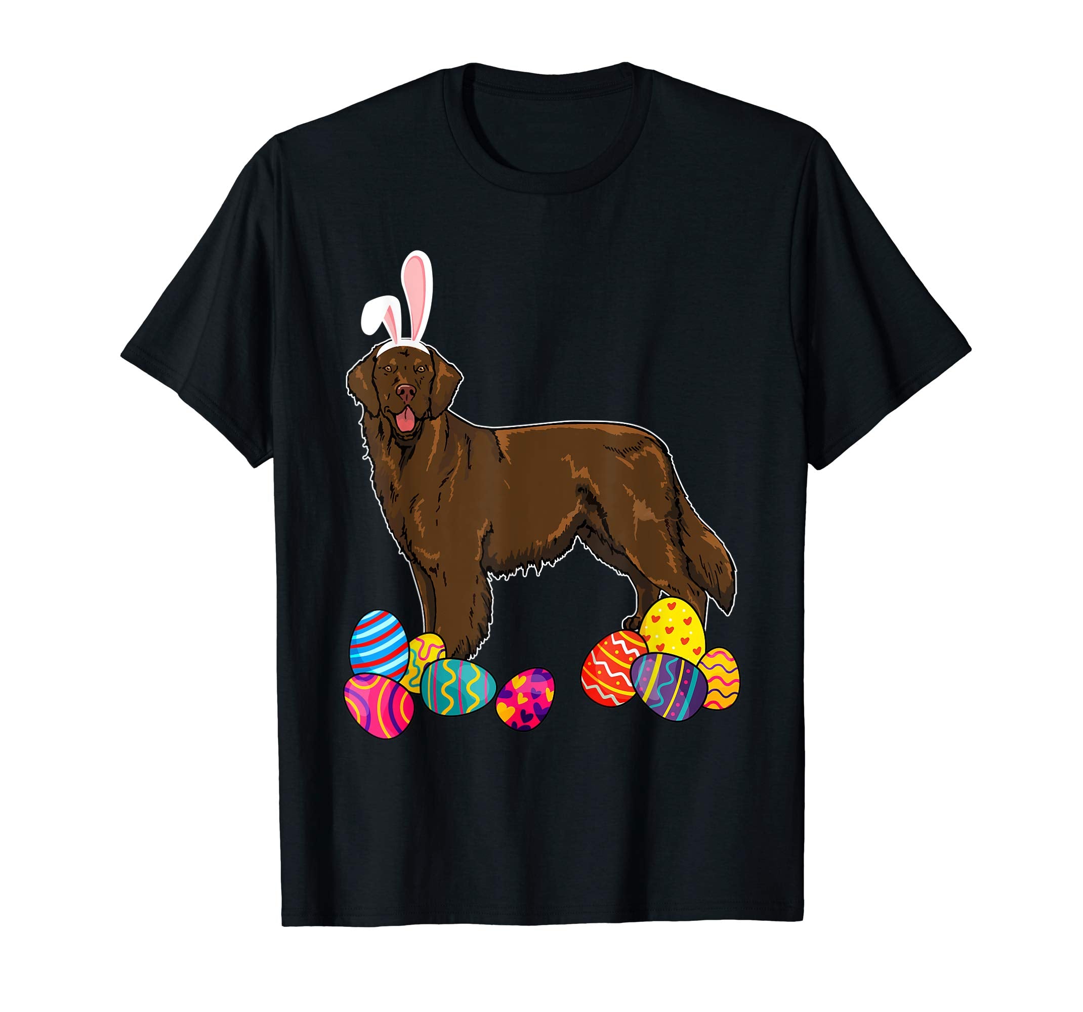 Flat Coated Bunny Ear With Egg Easter Easter Day Shirt