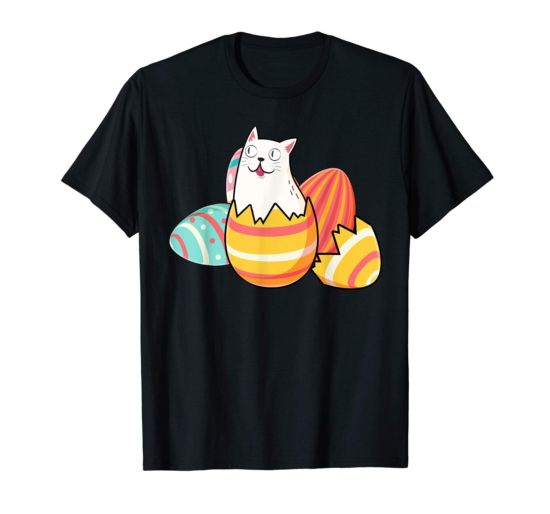 Funny Cat Happy Easter Cute Eggs Boys Kids Girls Tshirt Gift