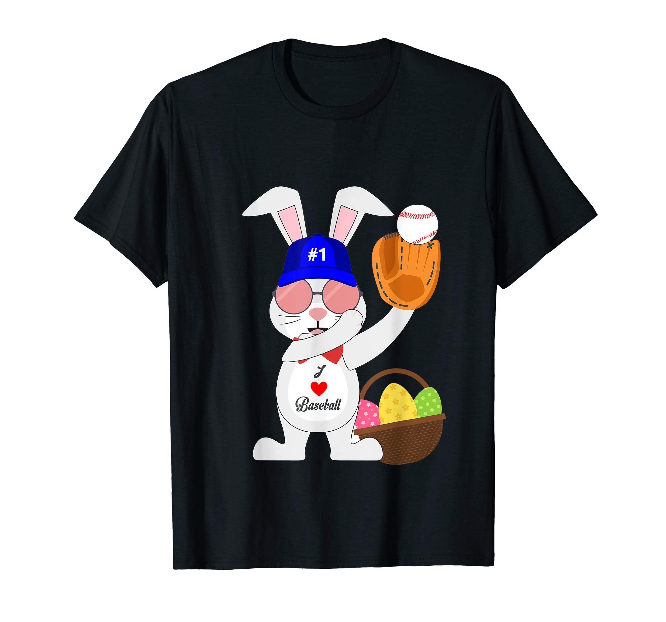 Baseball Easter Bunny Eggs &amp; Basket Rabbit Tshirt