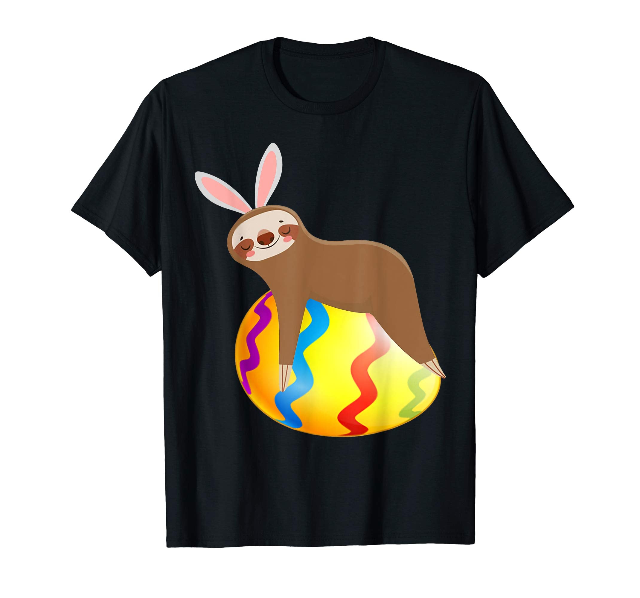 Funny Sloth Easter Day Bunny Ear Egg Easter Shirt Boys Girls