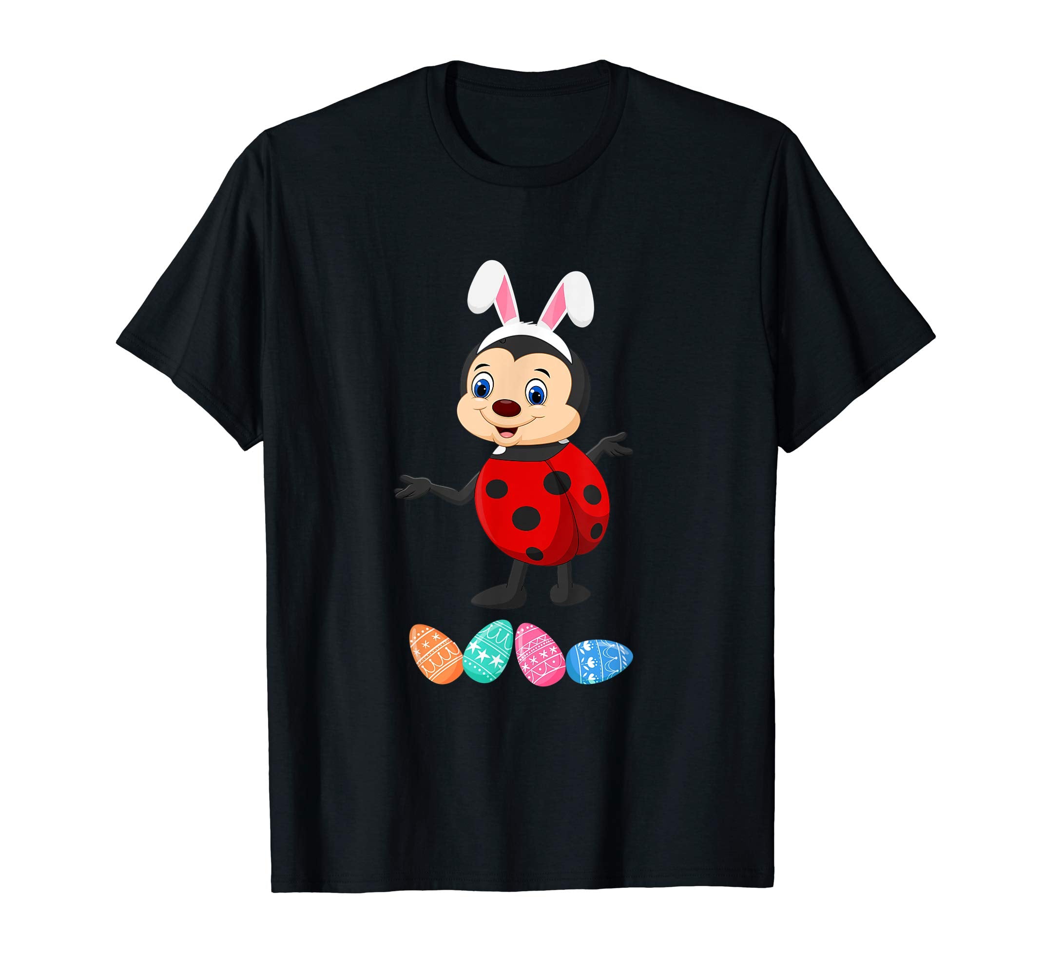 Funny Easter Ladybug With Bunny Ears And Eggs T Shirt