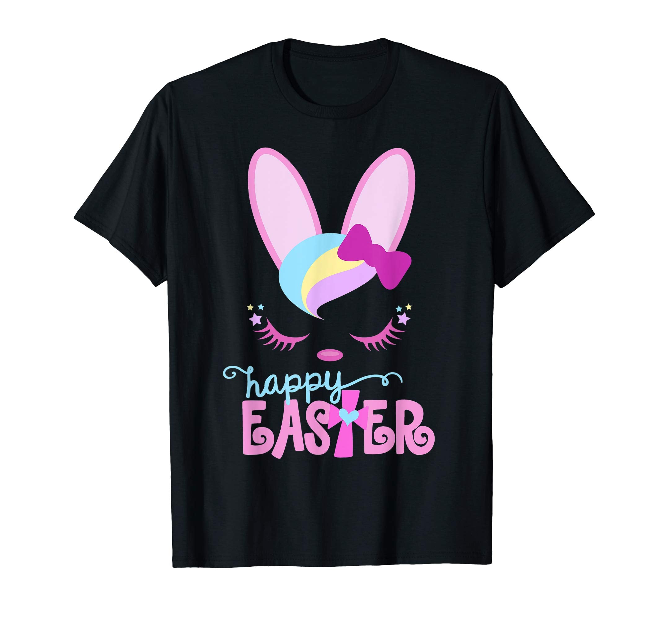 HAPPY EASTER Bunny Sleeping Face Christian Shirt Girls Women