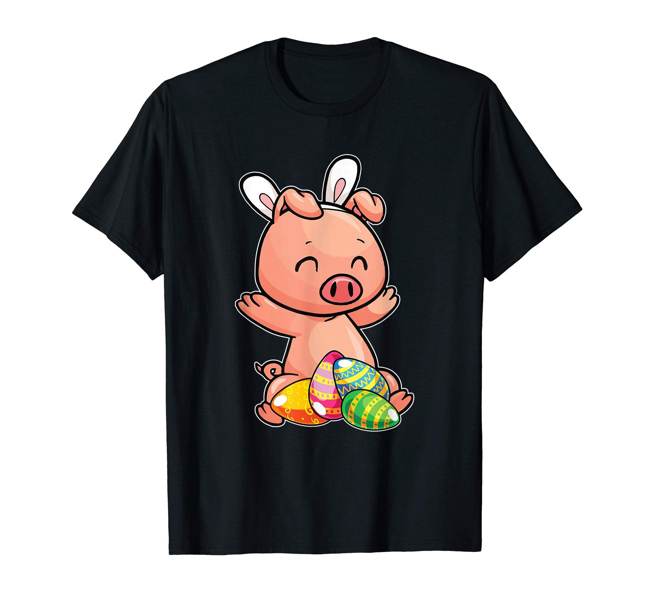 Pig And Bunny Rabbit Hat Funny Easter Eggs Gift T-Shirt