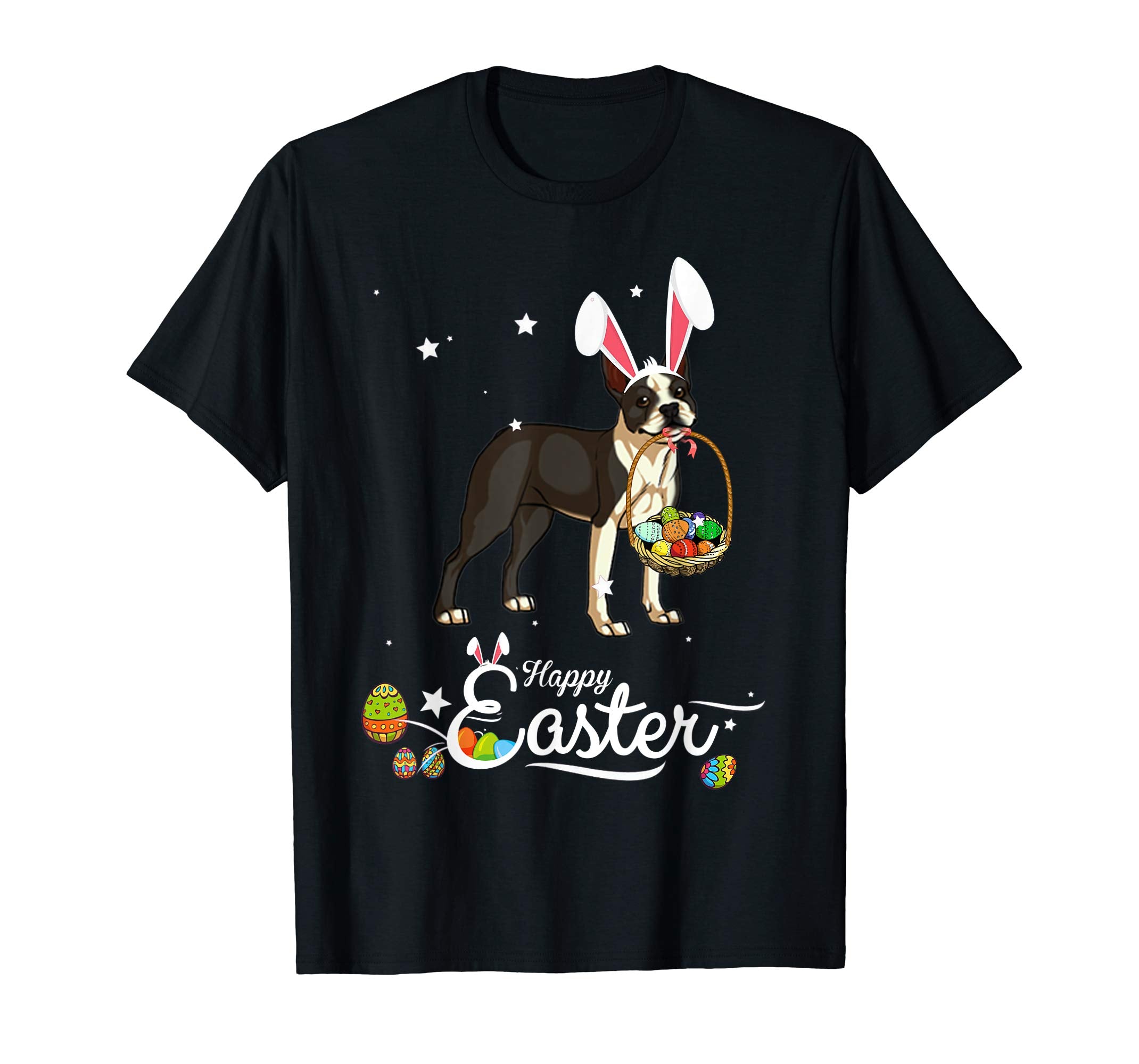 Boston Terrier Dog With Bunny Hat Easter Costume T Shirt