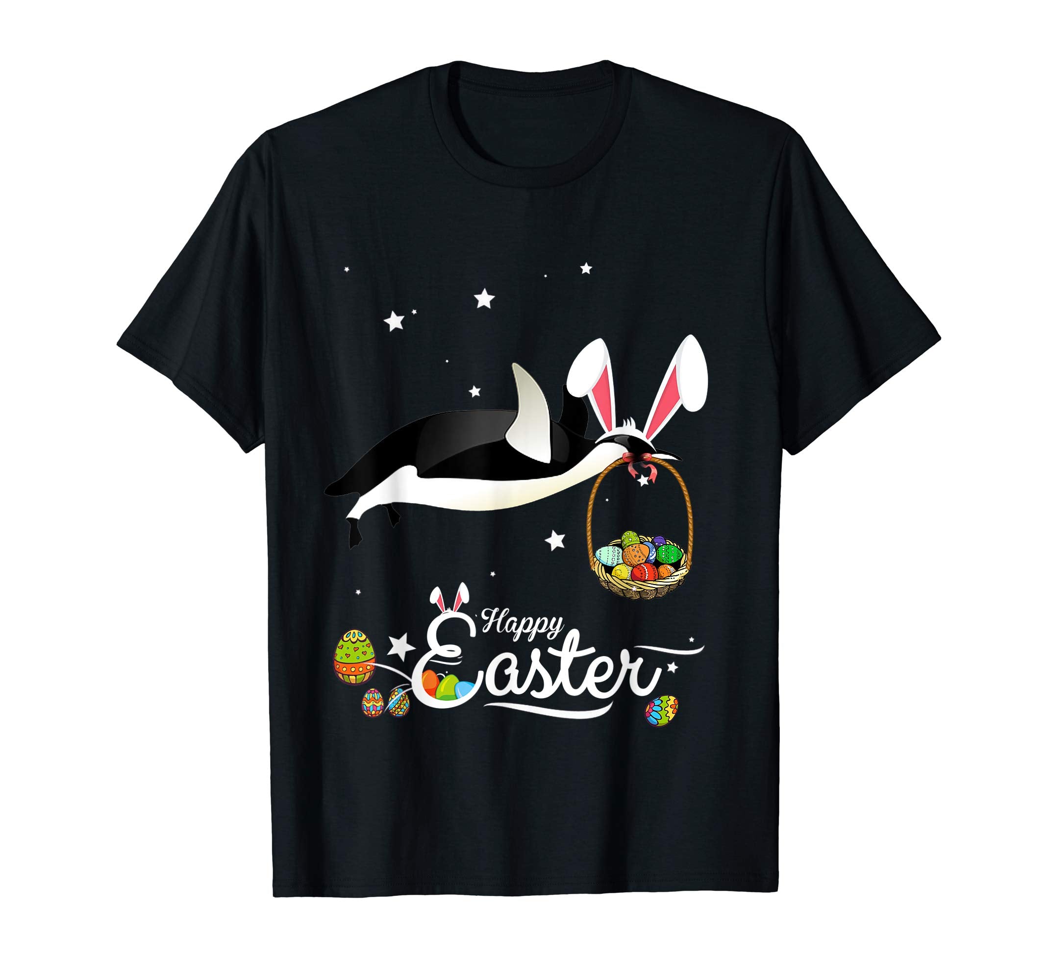 Cute Easter Penguin with Bunny Ears and Eggs T Shirt