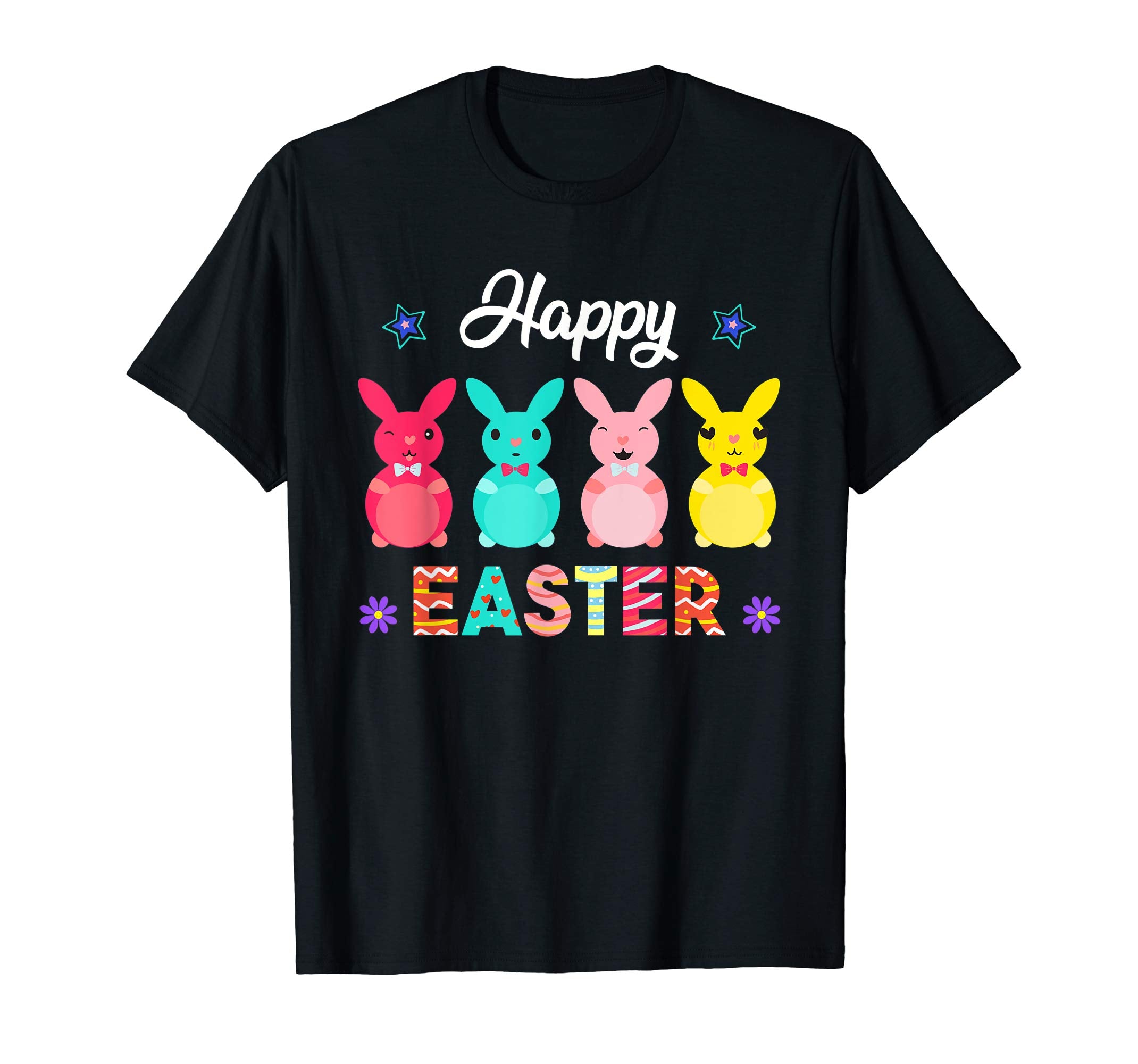 Happy Easter Real Bunny T Shirt Colorful Egg Hunt