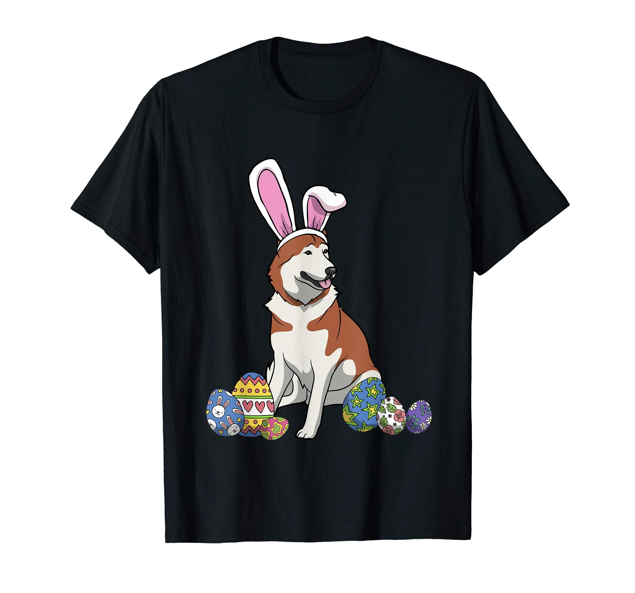 Funny Akita Dressed As Easter Bunny With Rabbit Ears T-Shirt