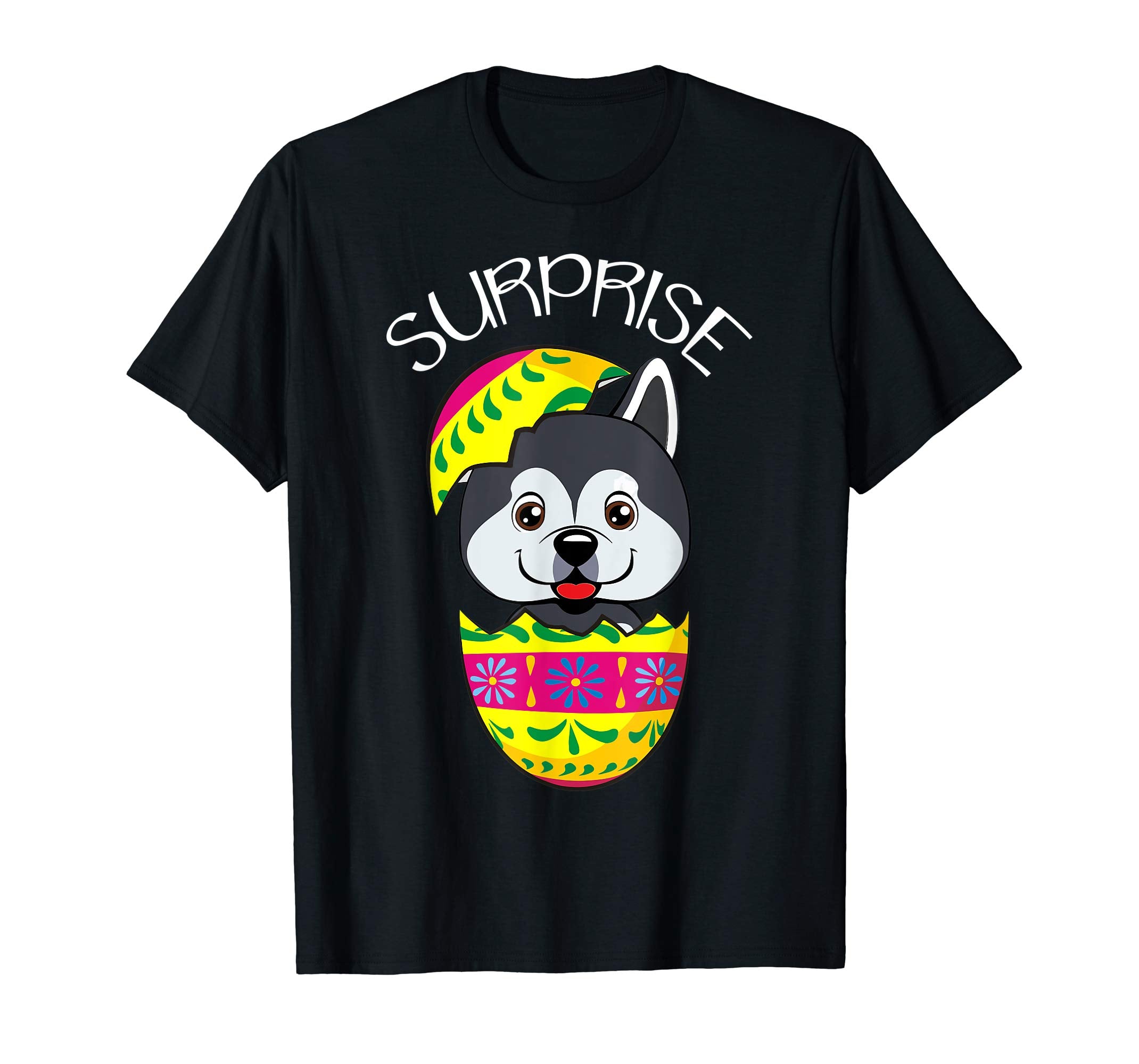 Funny Cute Puppy Alaskan Malamute Hatches Easter Egg T-Shirt