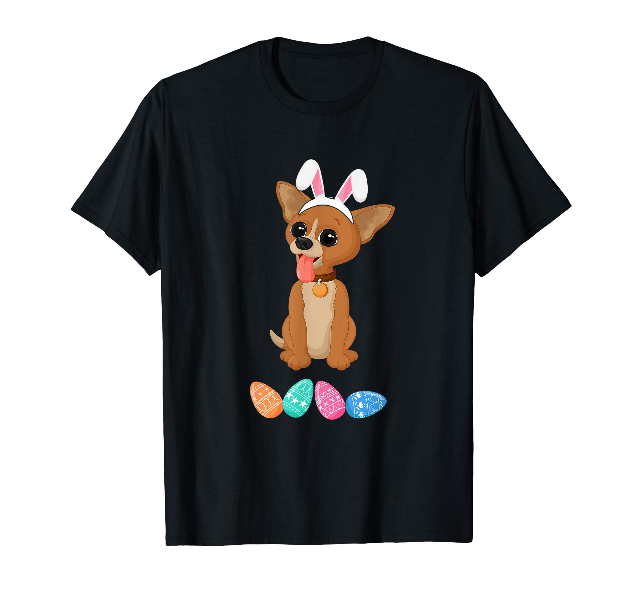 Funny Easter Chihuahua With Bunny Ears And Eggs T Shirt