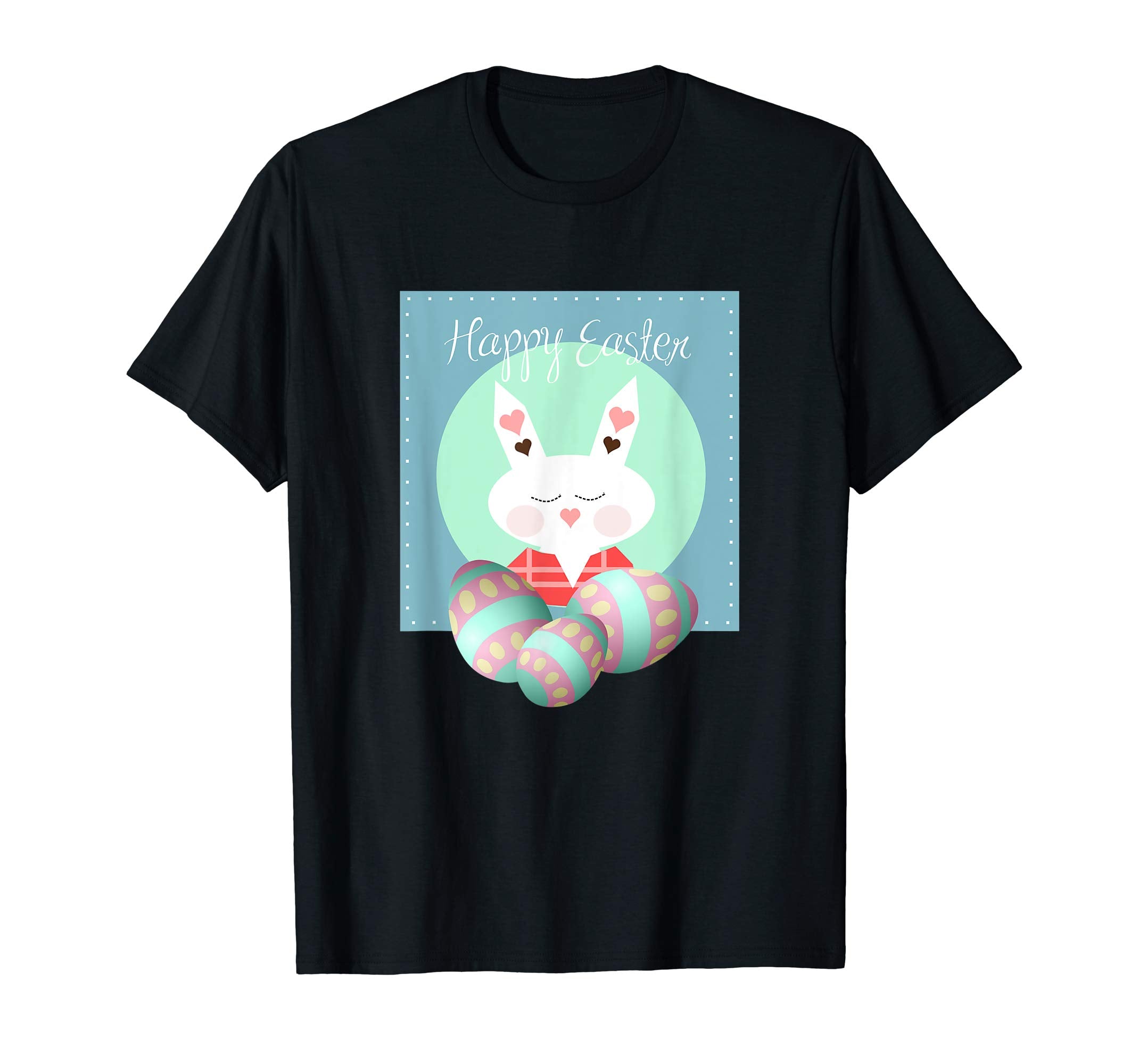 Happy Easter Bunny Tee Shirt With Easter Eggs Tee