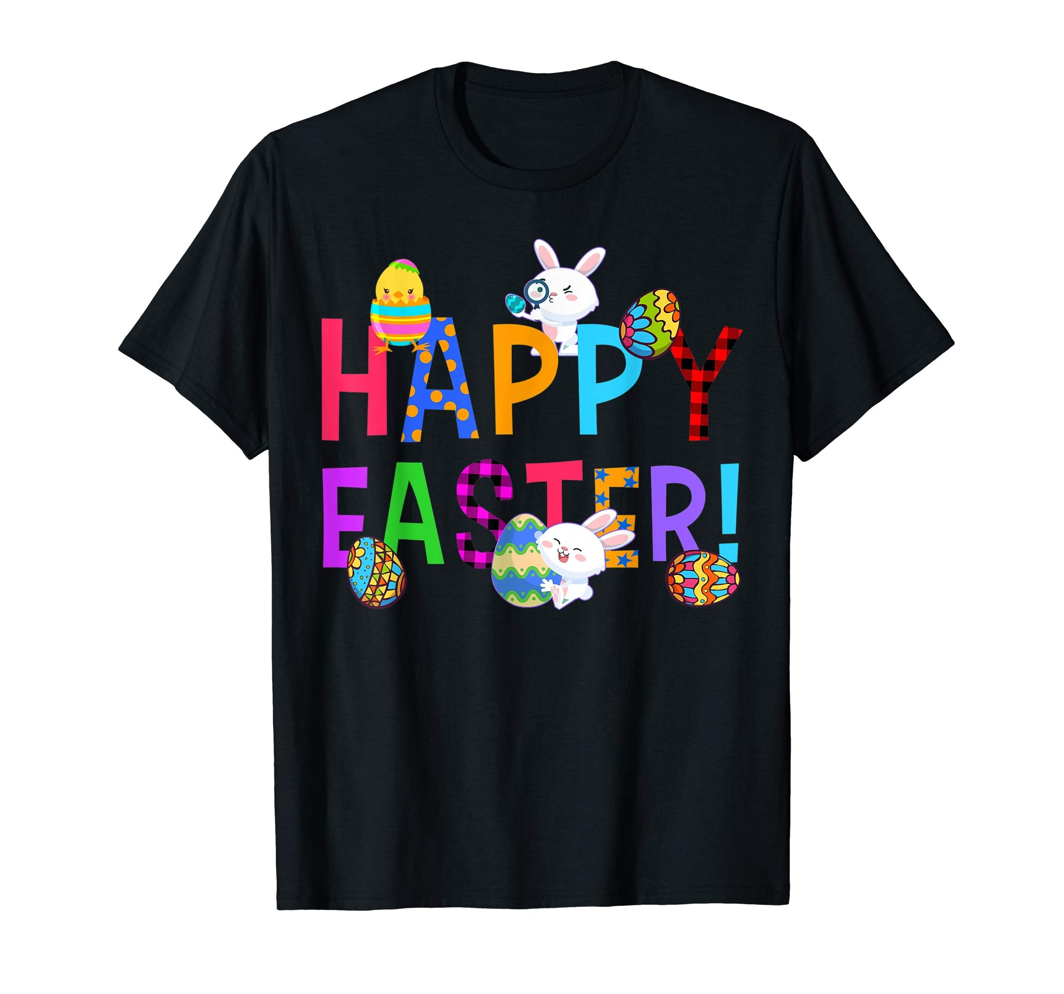 Cute Bunny with Eggs Happy Easter T shirt for Men Women Kids