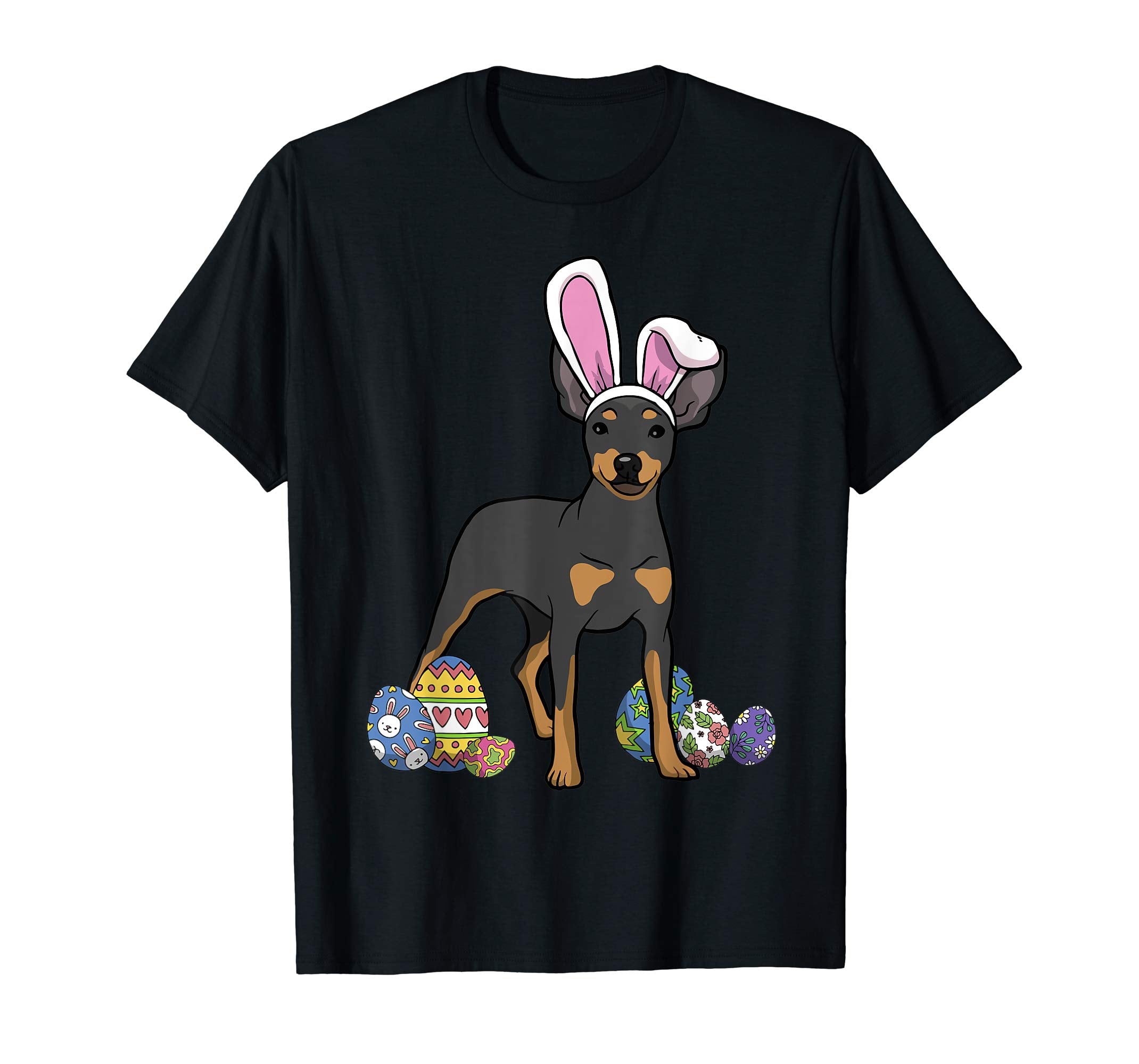 Miniature Pinscher Dressed As Easter Bunny Rabbit Ears Shirt
