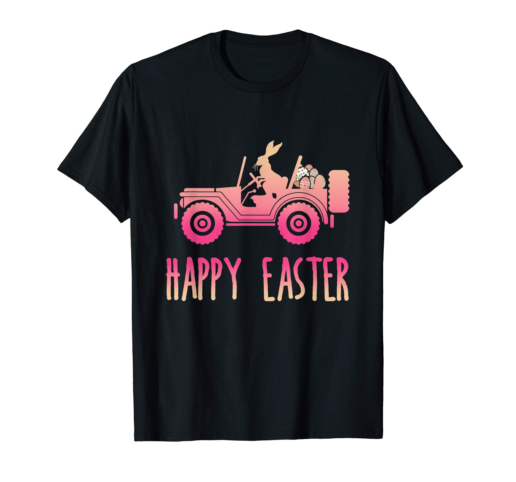 Jeep Happy Easter Bunny with Long Ears Eggs Shirt