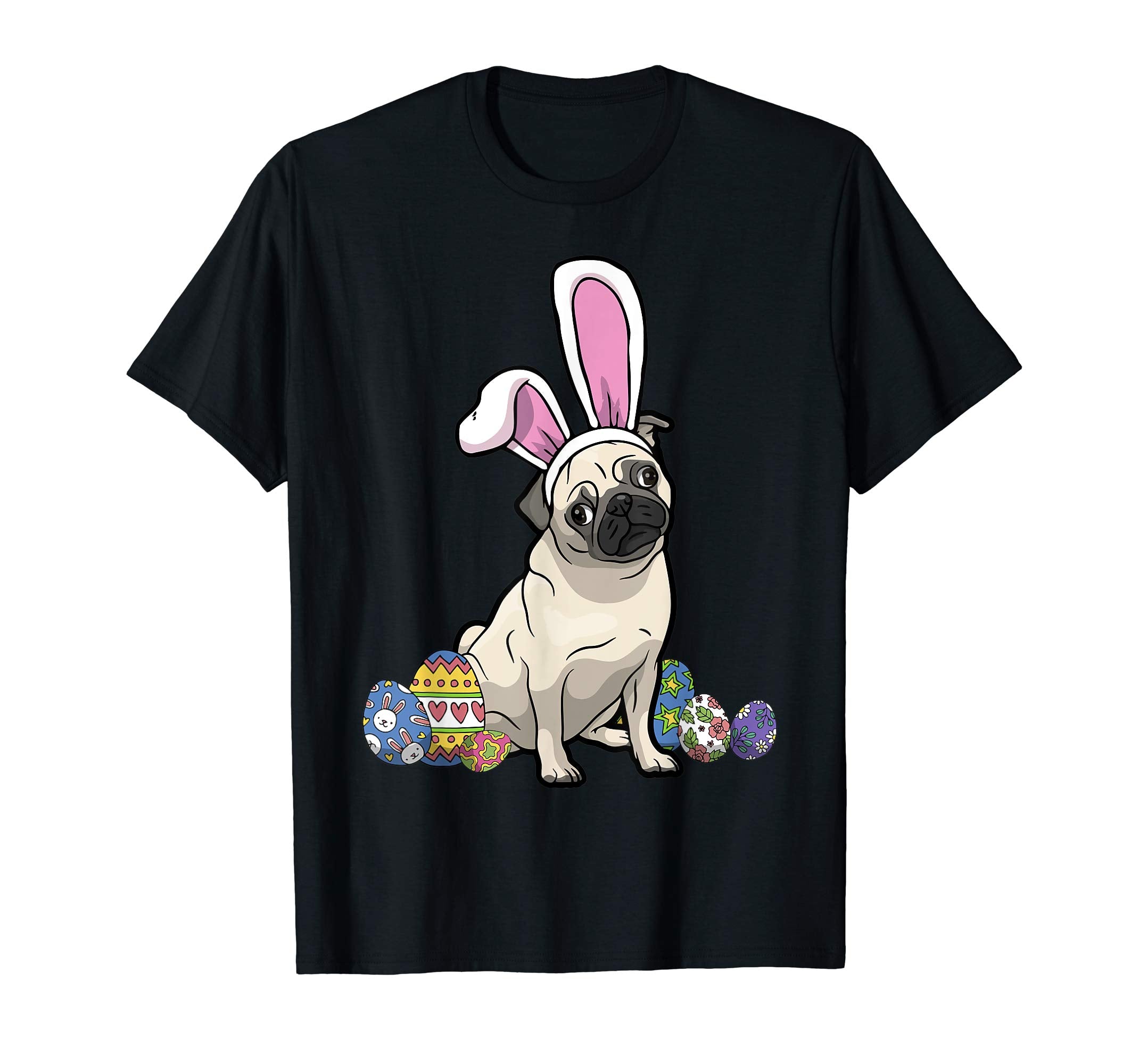 Funny Pug Dressed As Easter Bunny With Rabbit Ears T-Shirt