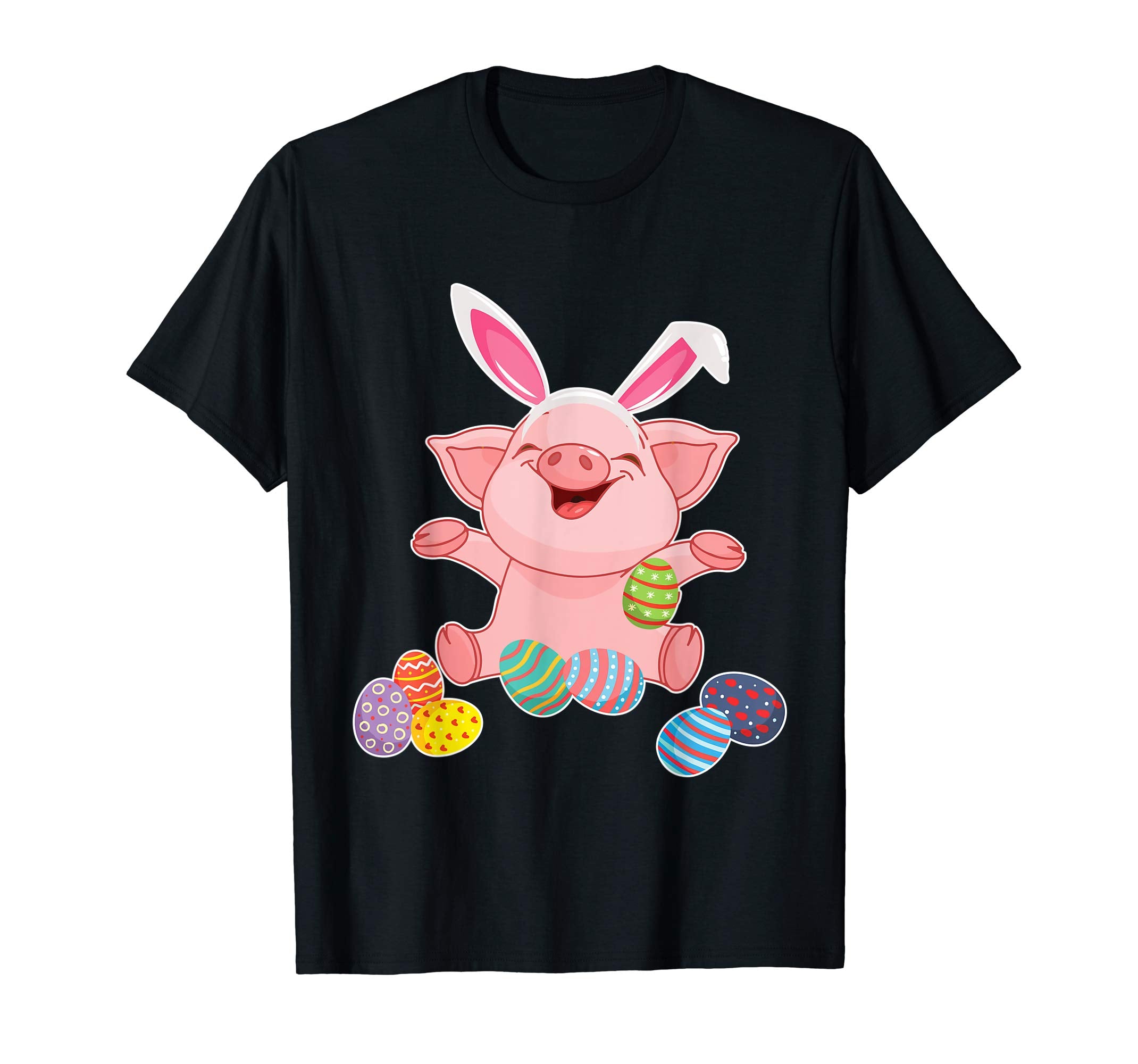 Pig And Bunny Rabbit Hat Playing Easter Eggs Happy Day Shirt