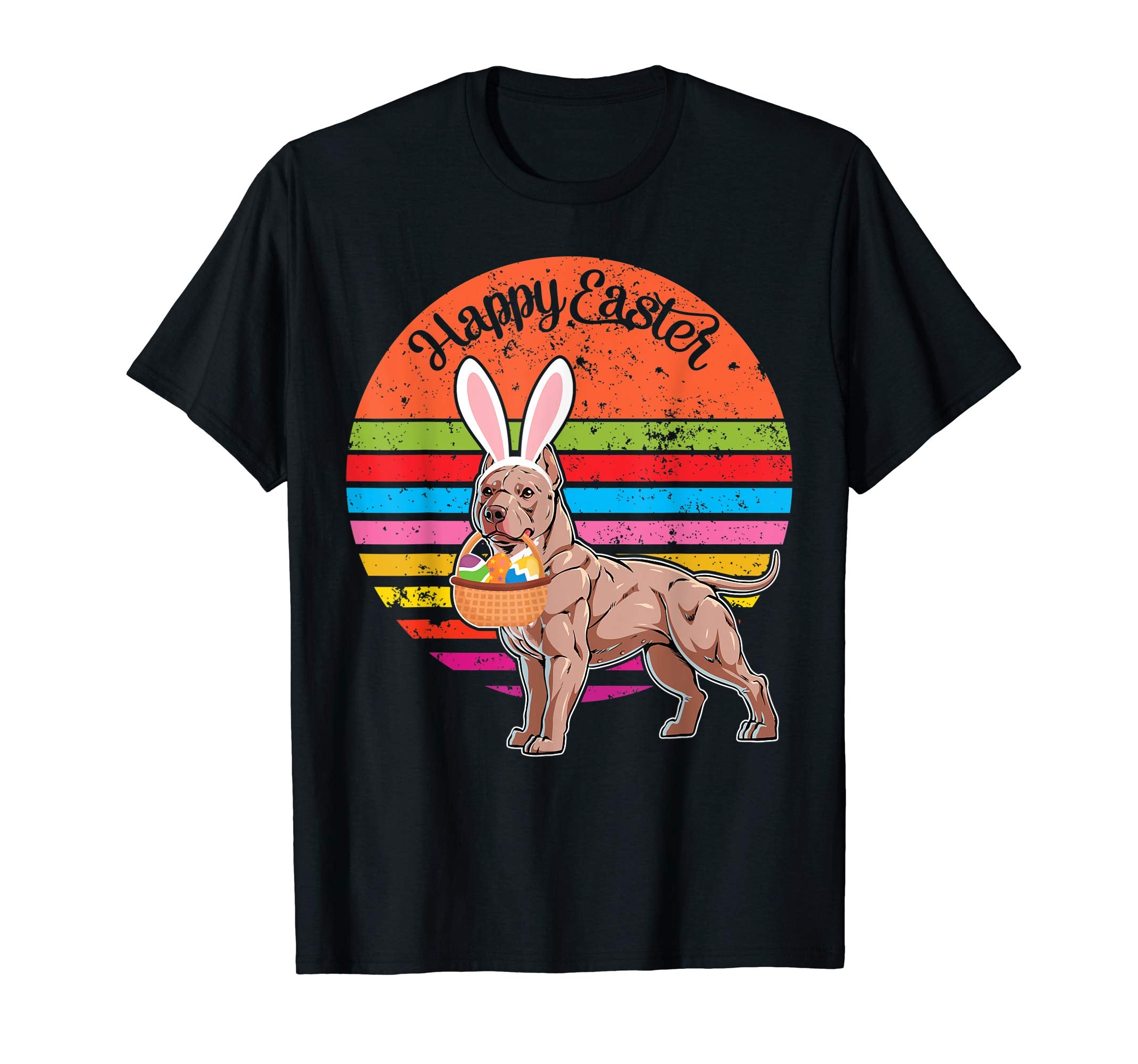 Pitbull Bunny Dog Easter Eggs Happy Easter Vintage Shirt